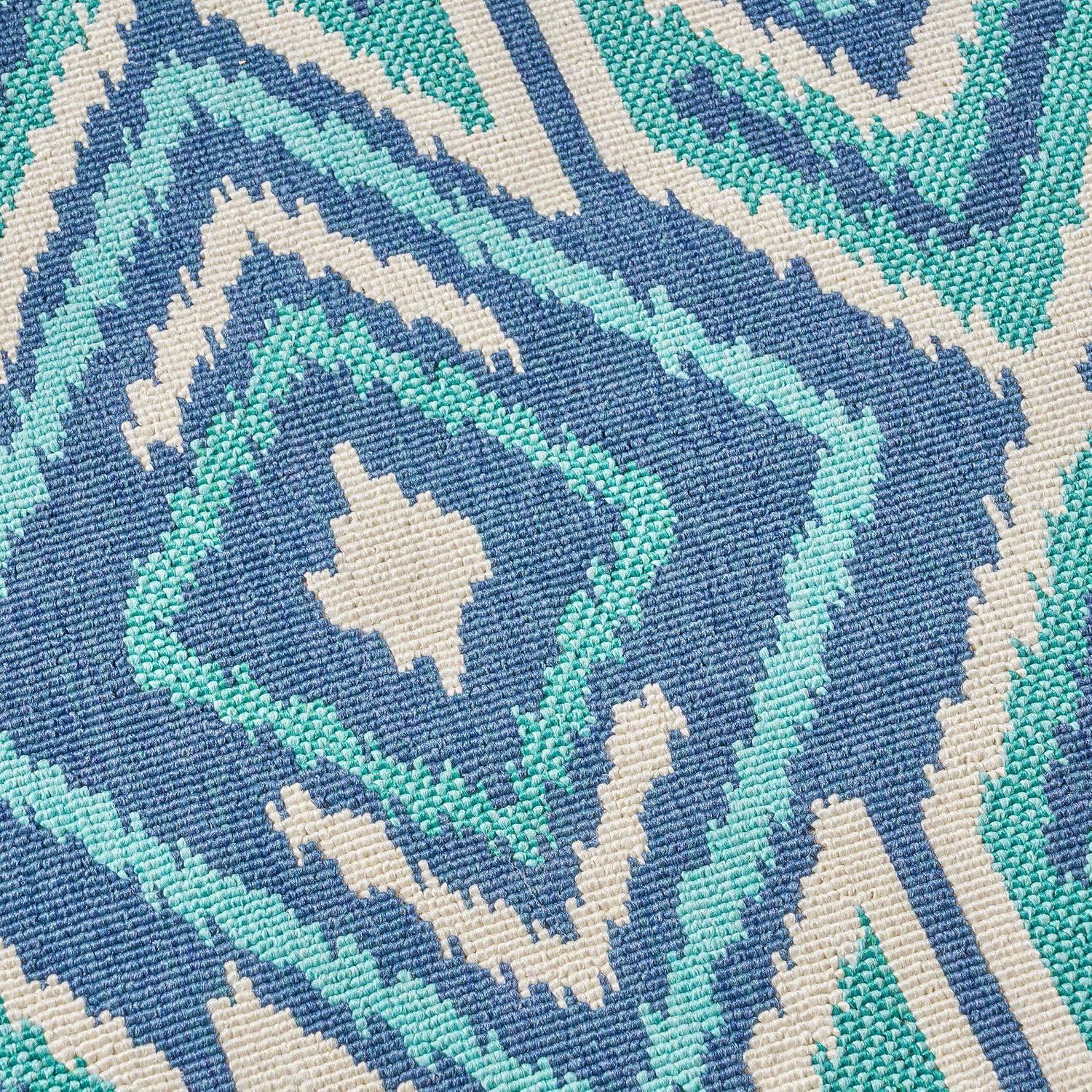 Navy and Green Geometric Rectangular Area Rug