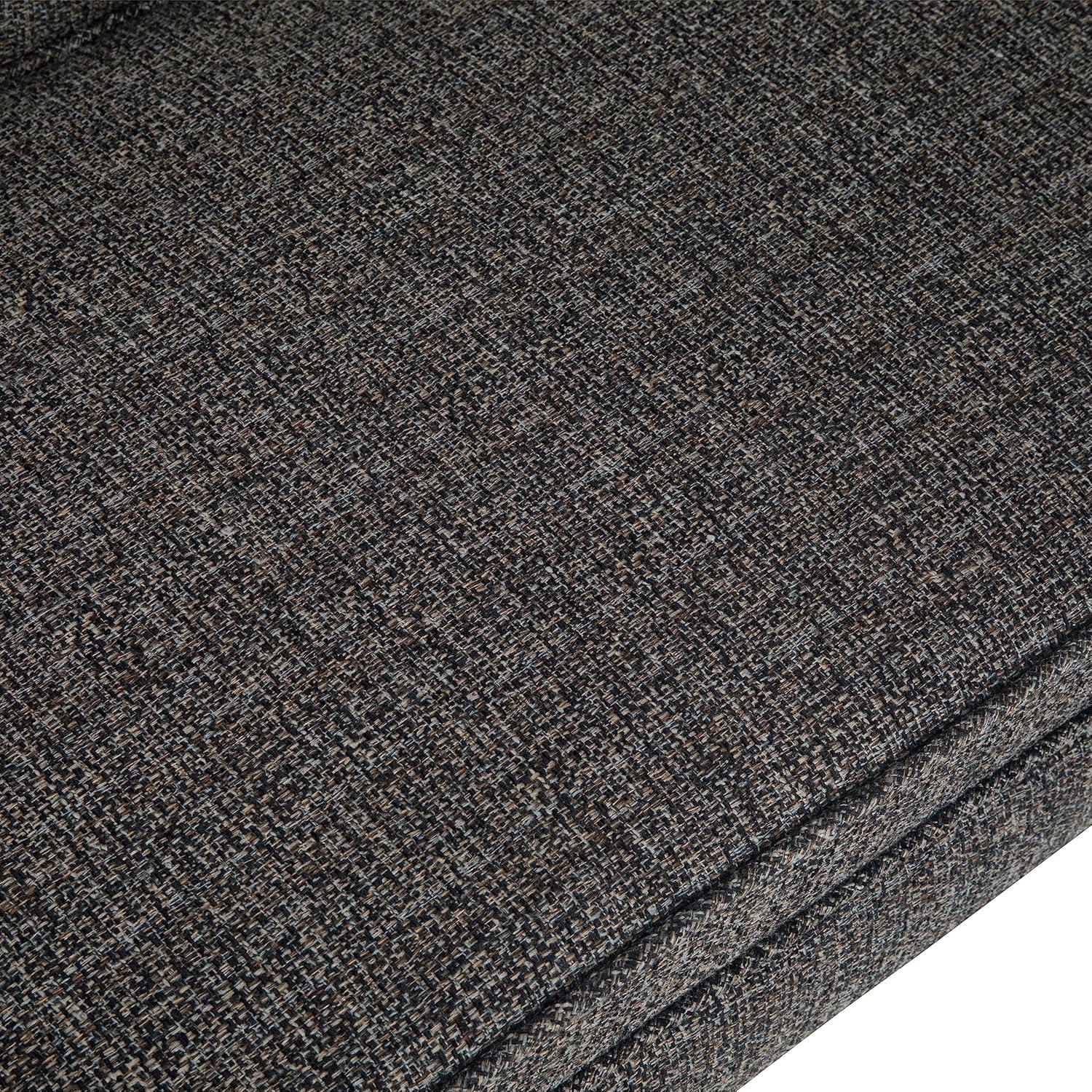 Parris Dark Grey Tweed-Look Upholstered Bench with Swooped Arms