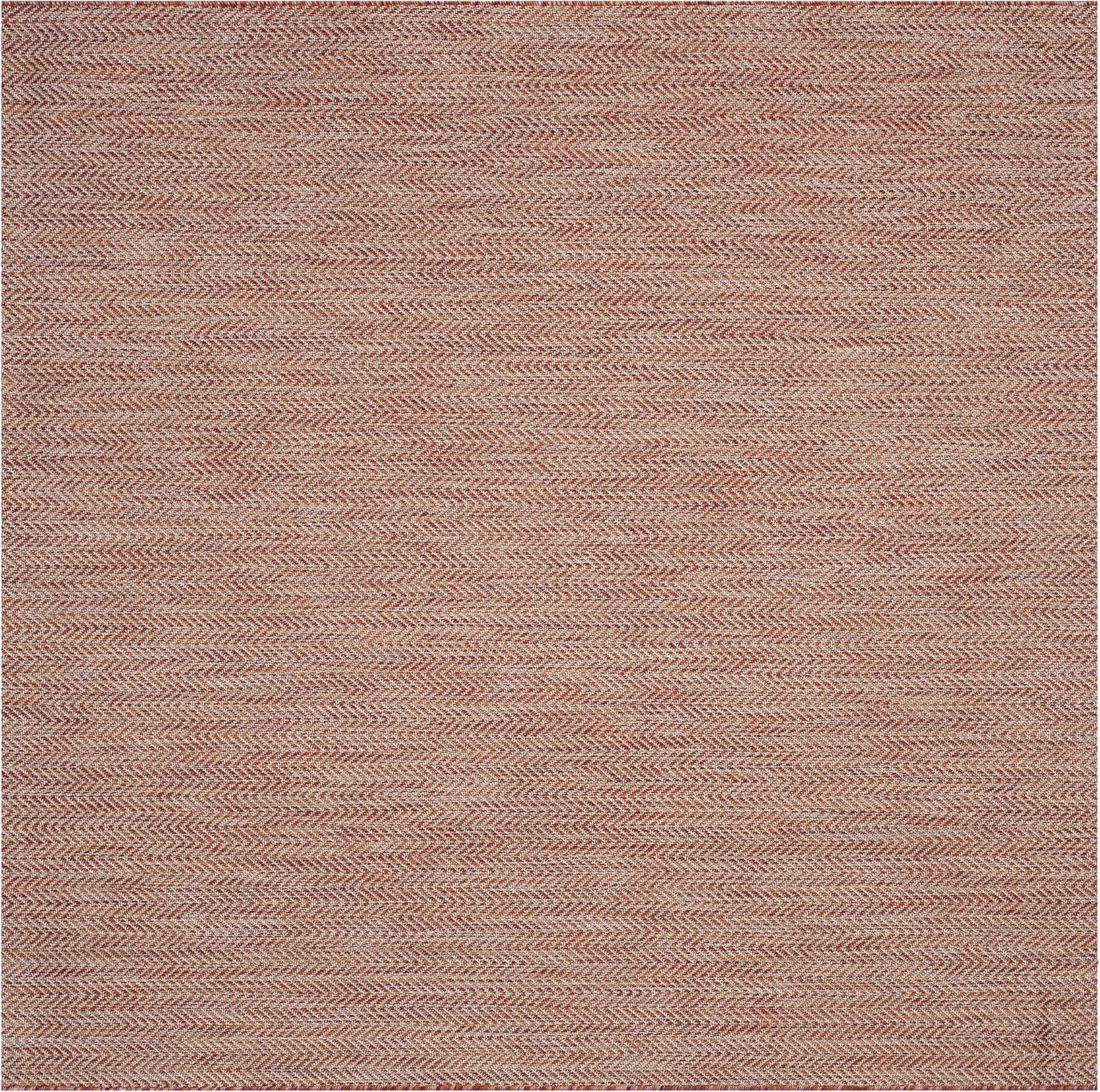 SAFAVIEH Courtyard Blazhe Chevron Indoor/Outdoor Area Rug, Red/Beige, 4' x 4' Square