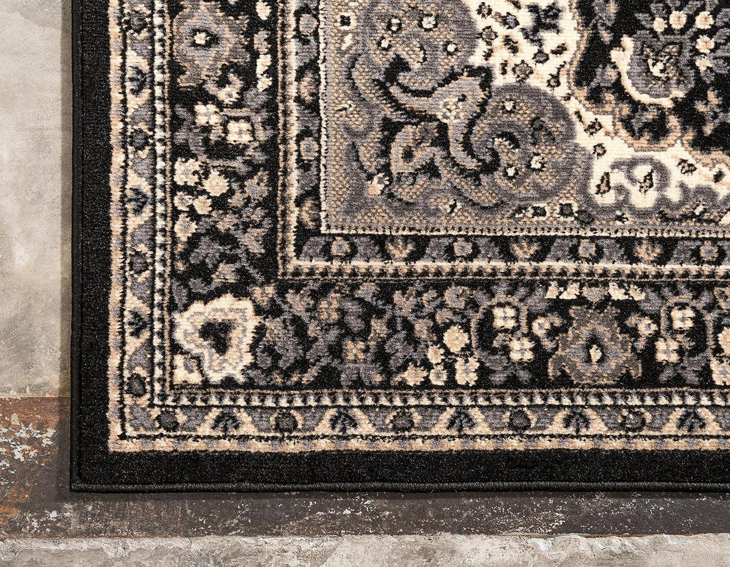 Elegant Medallion 9' x 12' Rectangular Black Synthetic Area Rug