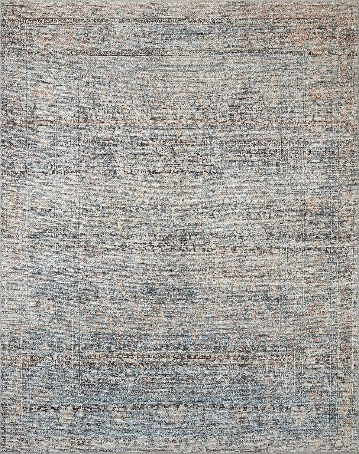 Cosmic Love Denim & Blush Low Pile Runner Rug, 2'6" x 12'