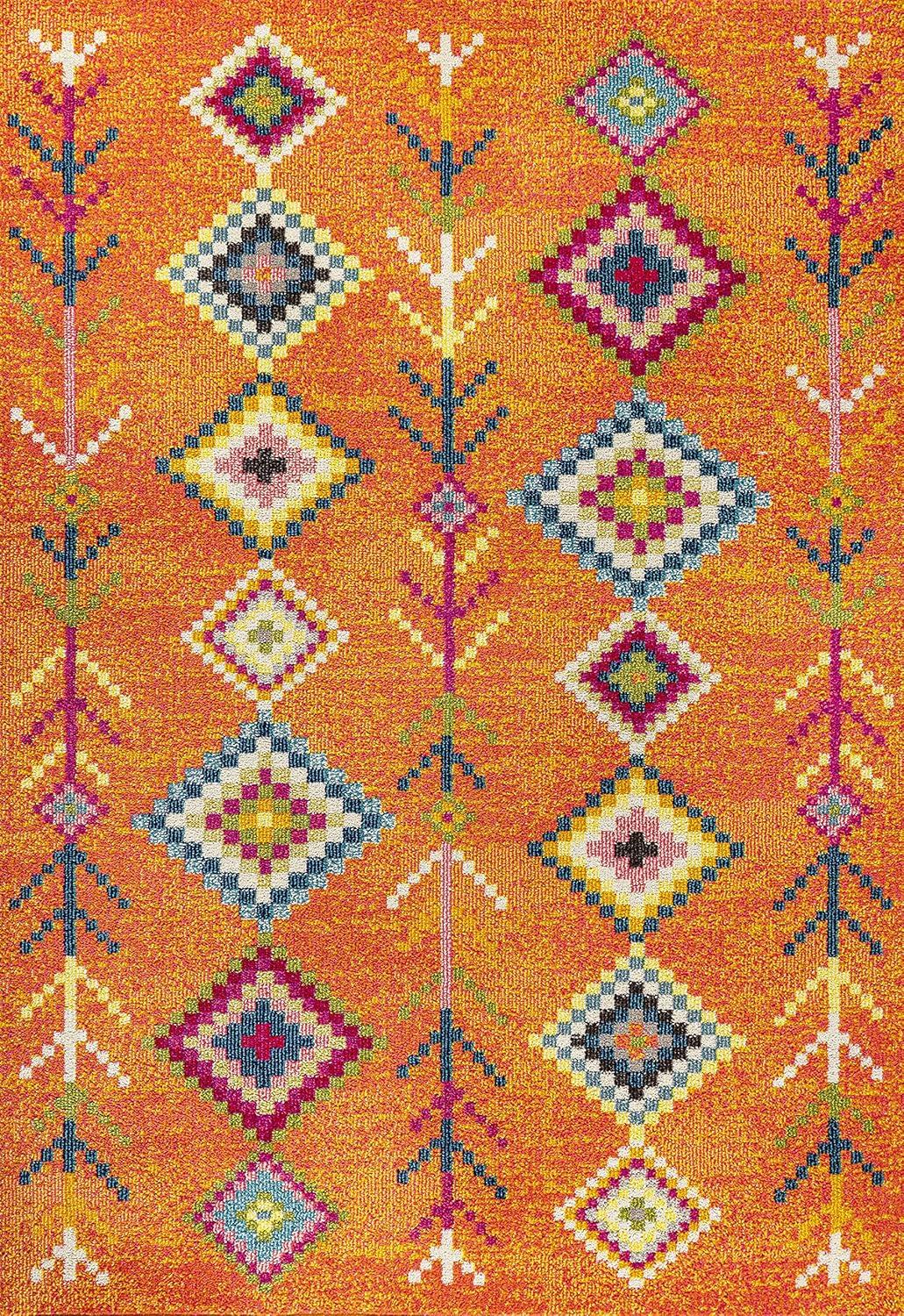 Tribal Love Geometric Orange Multi 3x5 Feet Area Rug