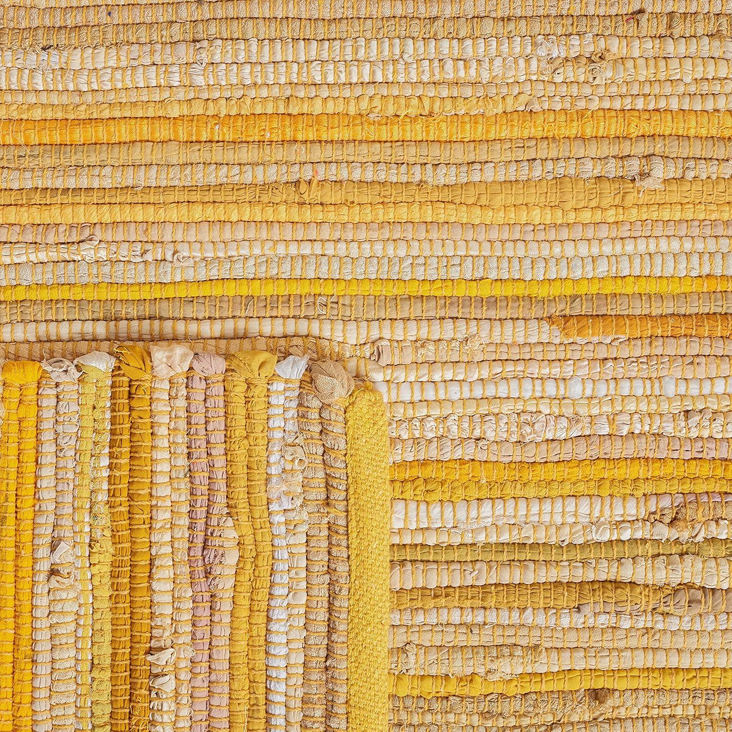 Rag Area Rug RAR130 Hand Woven Area Rug - Yellow/Multi - 4'x4' - Safavieh.