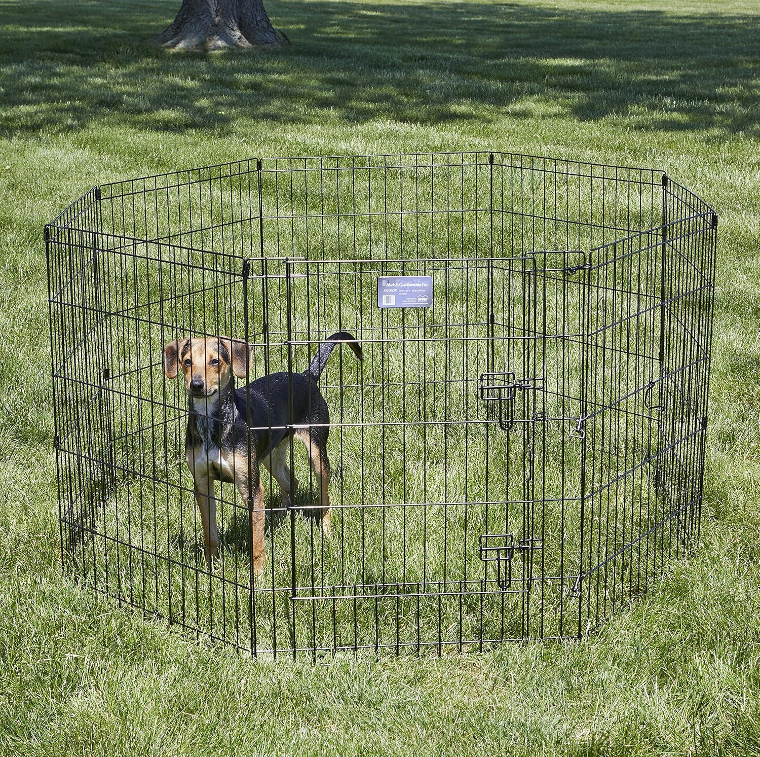 MidWest Homes For Pets Metal Black Exercise Medium Pet Dog Playpen with Door , 30"H