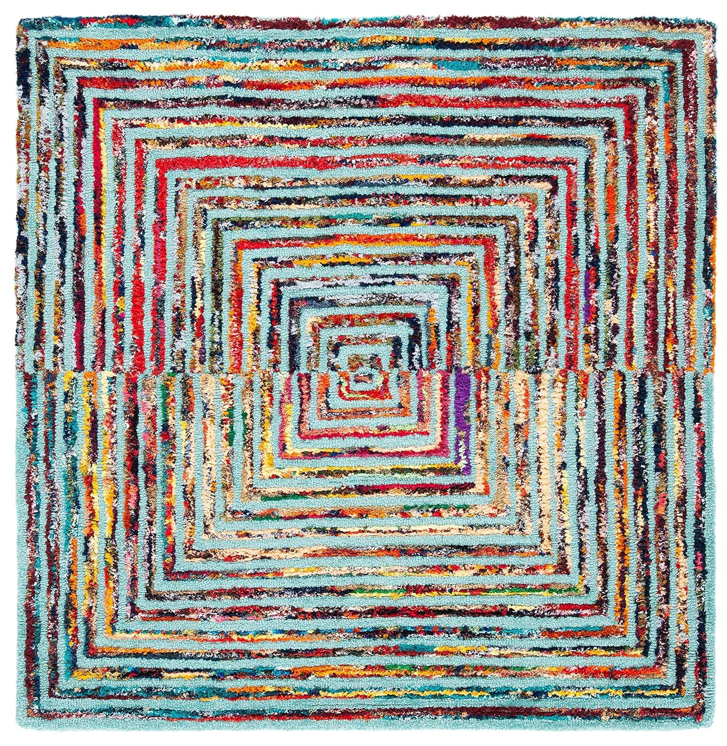 Nantucket NAN603 Hand Tufted Area Rug - Teal - 6'x6' - Safavieh.