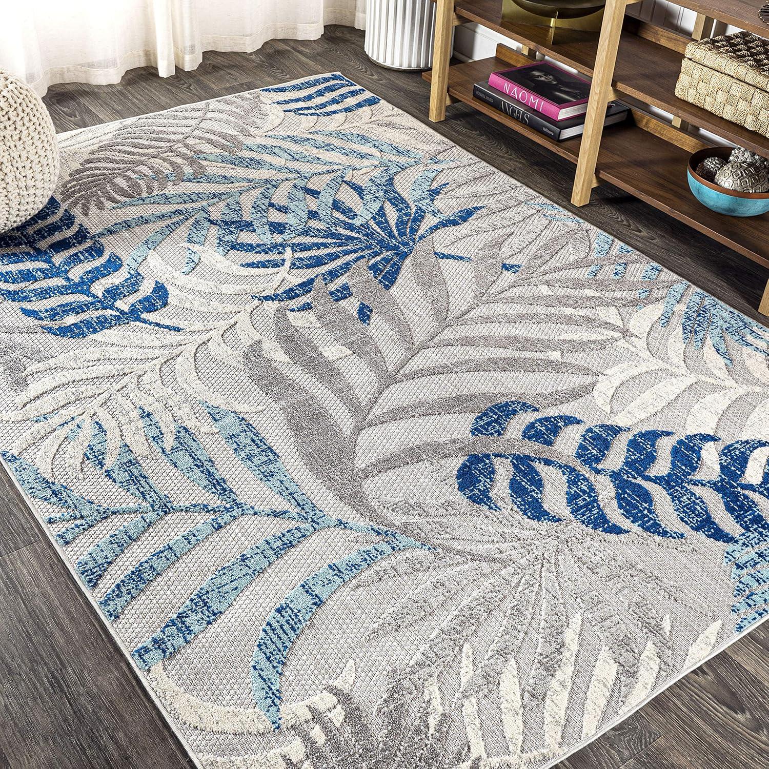 Tropics Palm Leaves Indoor/Outdoor Area Rug - JONATHAN Y