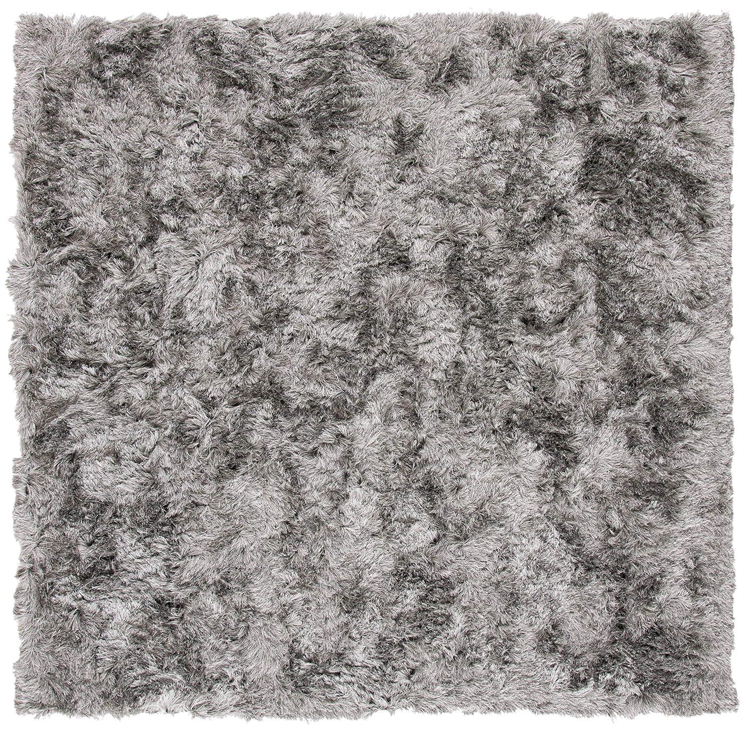 Paris Shag SG511 Hand Tufted Indoor Area Rug - Silver - 5'x5' Square - Safavieh