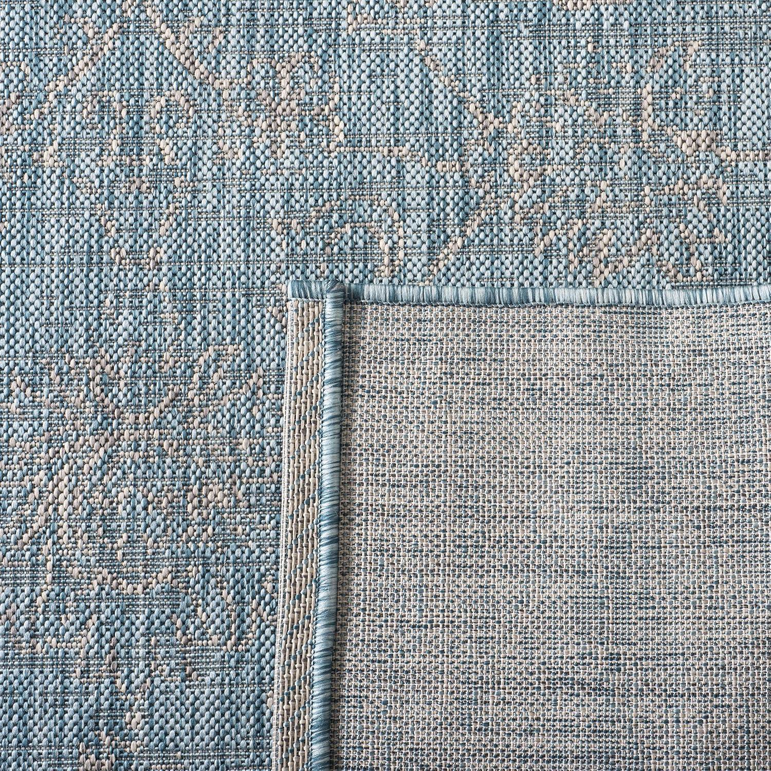 Courtyard CY8680 Power Loomed Indoor and Outdoor Area Rug - Aqua/Grey - 8'x11' - Safavieh