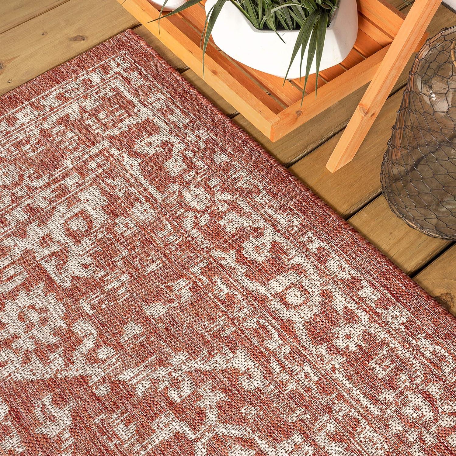 Malta Bohemian Inspired Medallion Textured Weave Indoor/Outdoor Area Rug - JONATHAN Y