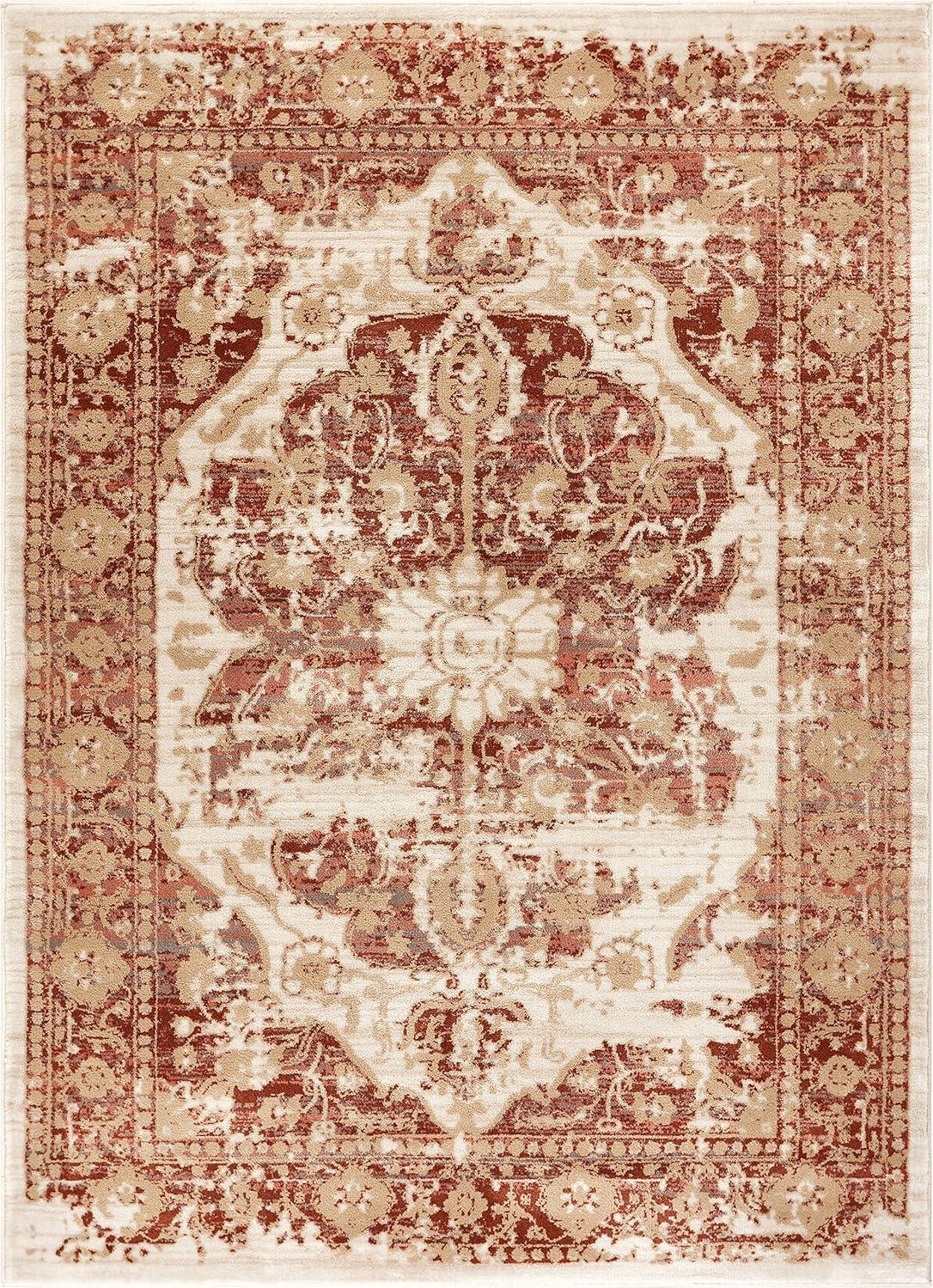 Well Woven Millie Medallion Modern Distressed Oriental Carpet 3'11" x 5'3" Copper Area Rug