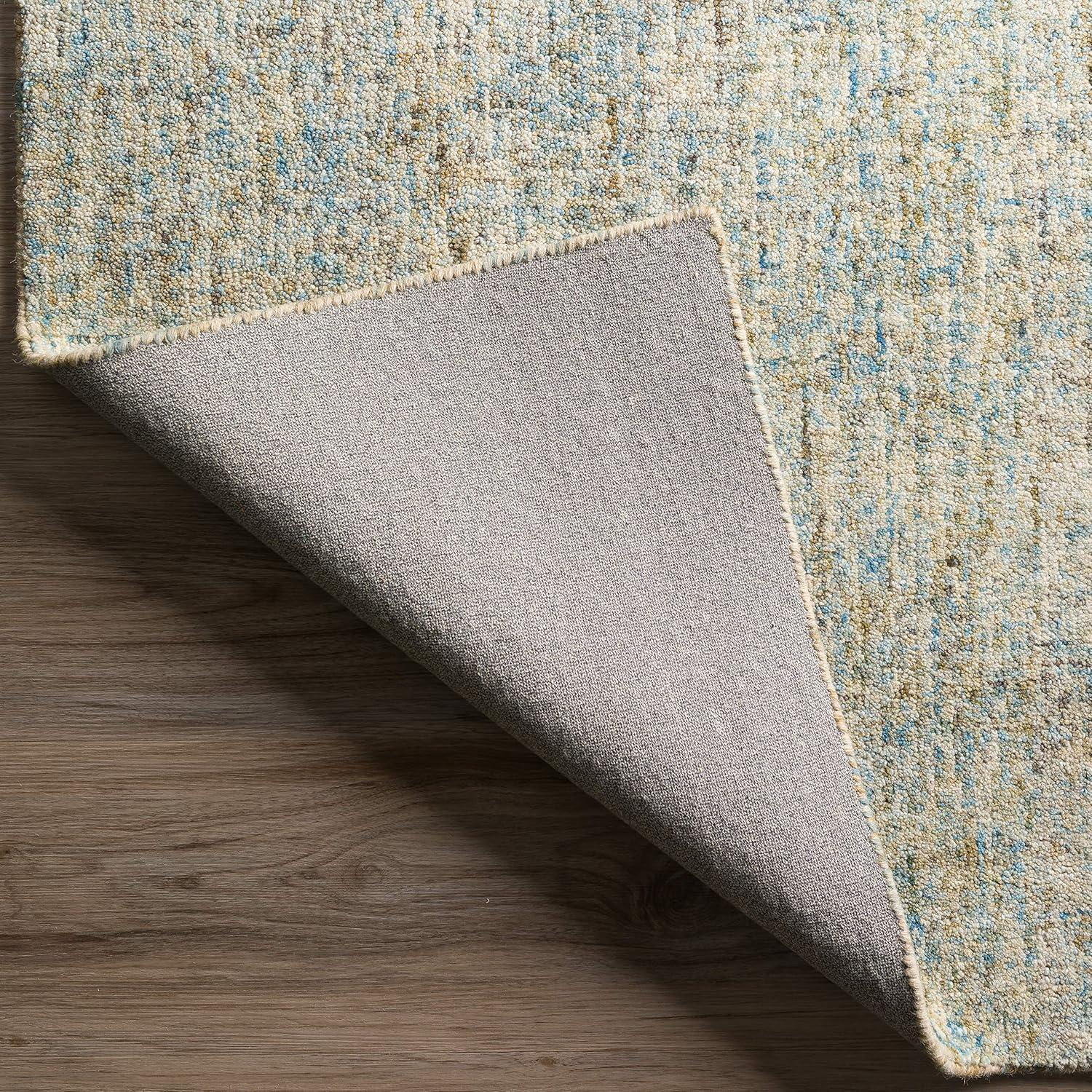 Chambray Elegance Hand-Tufted Wool Rug in Ivory and Light Blue, 9' x 13'