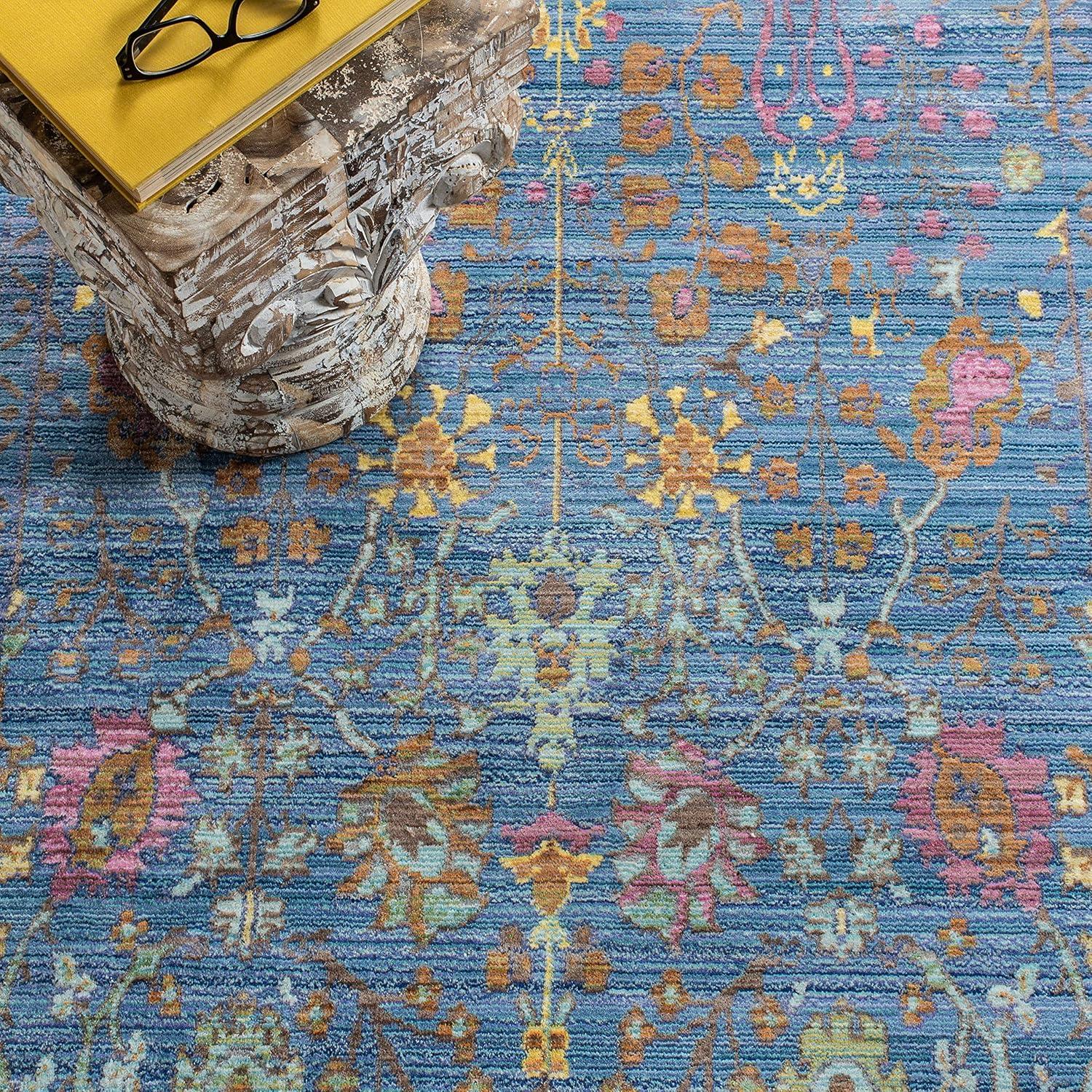 SAFAVIEH Valencia Collection 9' x 12' Blue/Multi VAL108M Boho Chic Distressed Area Rug
