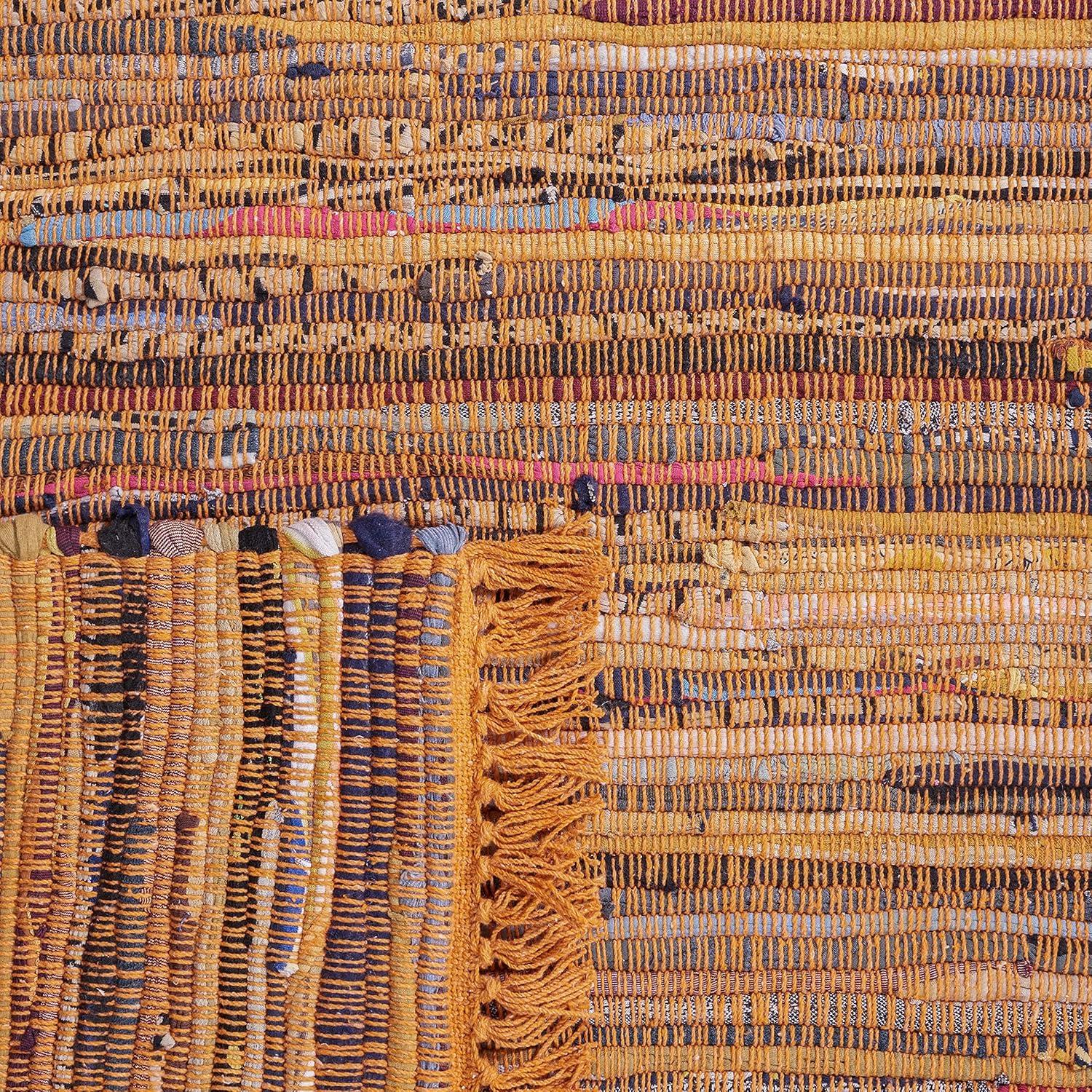 Rag Rug RAR127 Hand Woven Indoor Runner Rug - 2'3"x10' - Gold/Multi - Safavieh