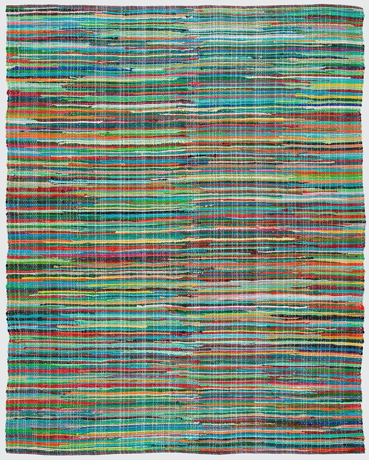 Rag Area Rug RAR240 Hand Woven Area Rug - Green/Multi - 6'x9' - Safavieh.