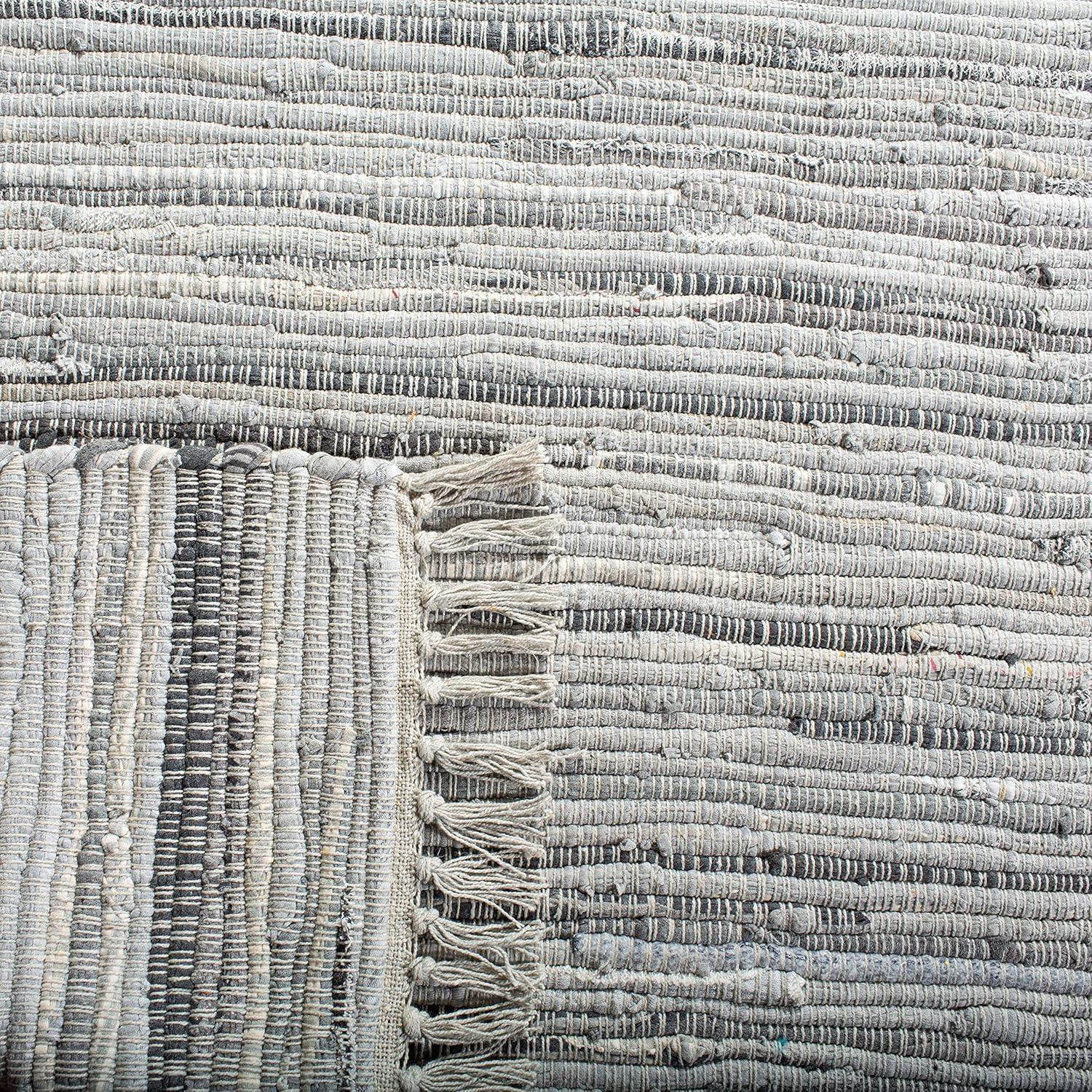 Rag Rug RAR121 Hand Woven Indoor Area Rug - 9'x9' - Grey - Safavieh
