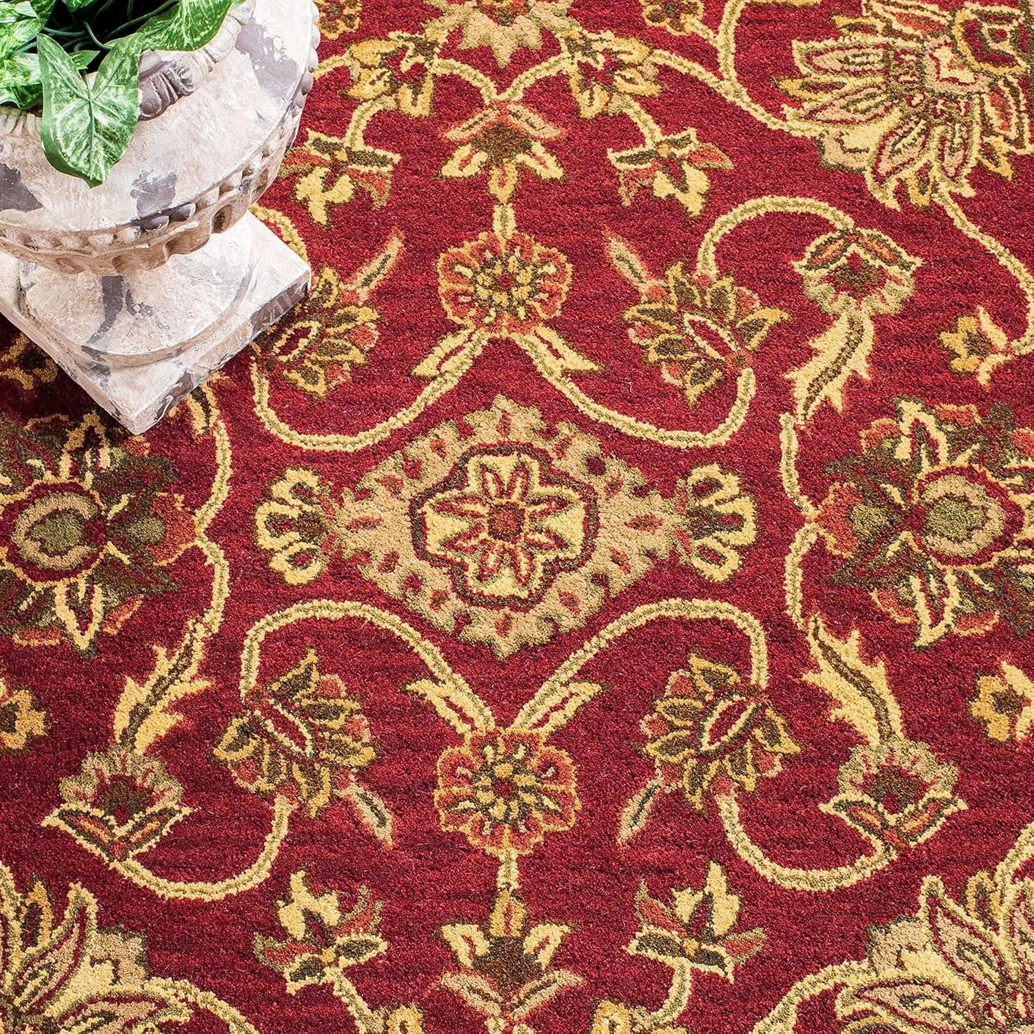 SAFAVIEH Golden Jaipur Dreda Border Wool Area Rug, Burgundy/Gold, 4' x 6'