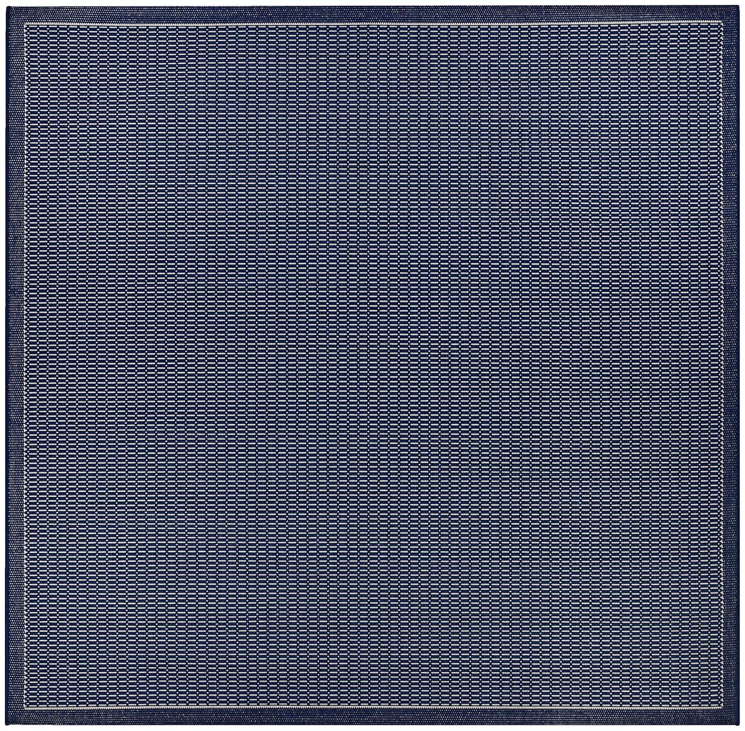Couristan Recife Checkered Field Indoor / Outdoor Area Rug, Ivory- Indigo Blue, 7'6" Square