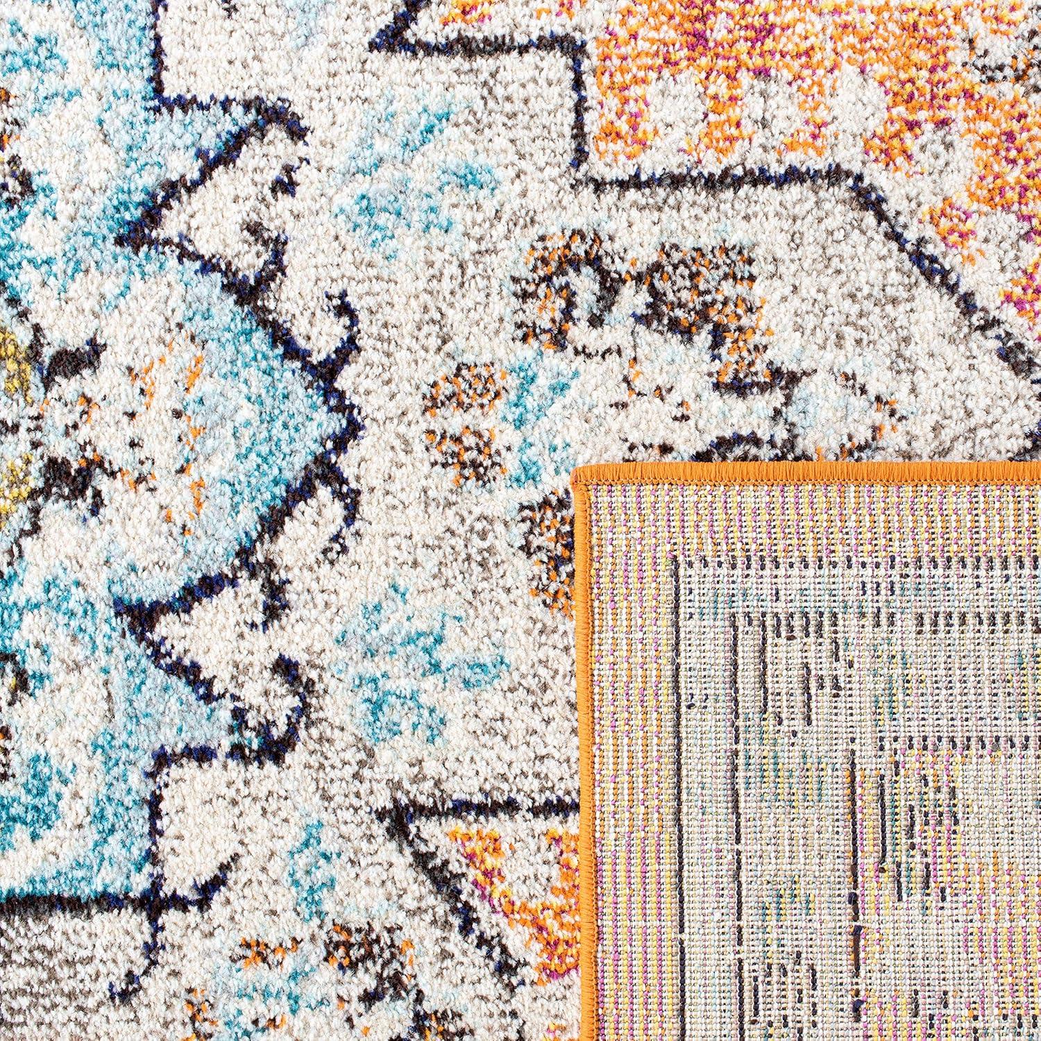 Madison MAD473 Power Loomed Indoor Area Rug - Orange/Teal - 5'3"x7'6" - Safavieh