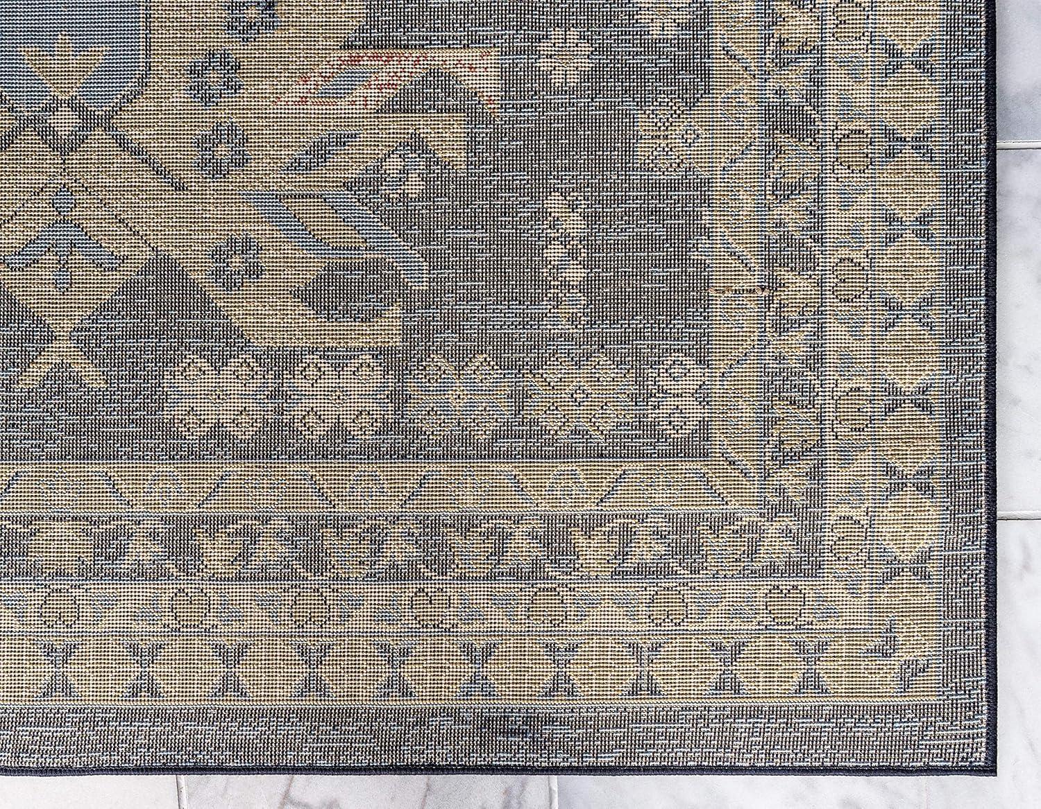 Unique Loom 7' 1 x 10' 0 Navy Blue Taftan Oasis Area Rug
