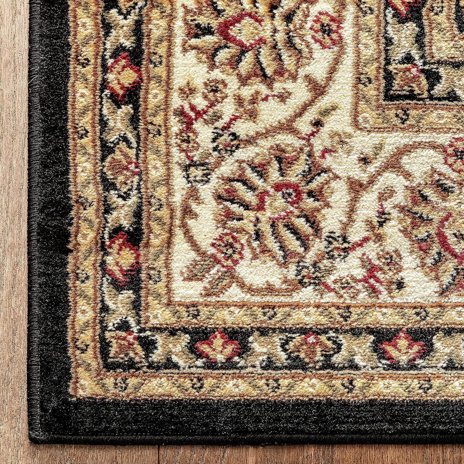 Well Woven Barclay Sarouk Traditional Oriental Panel Black 3'11" x 5'3" Area Rug