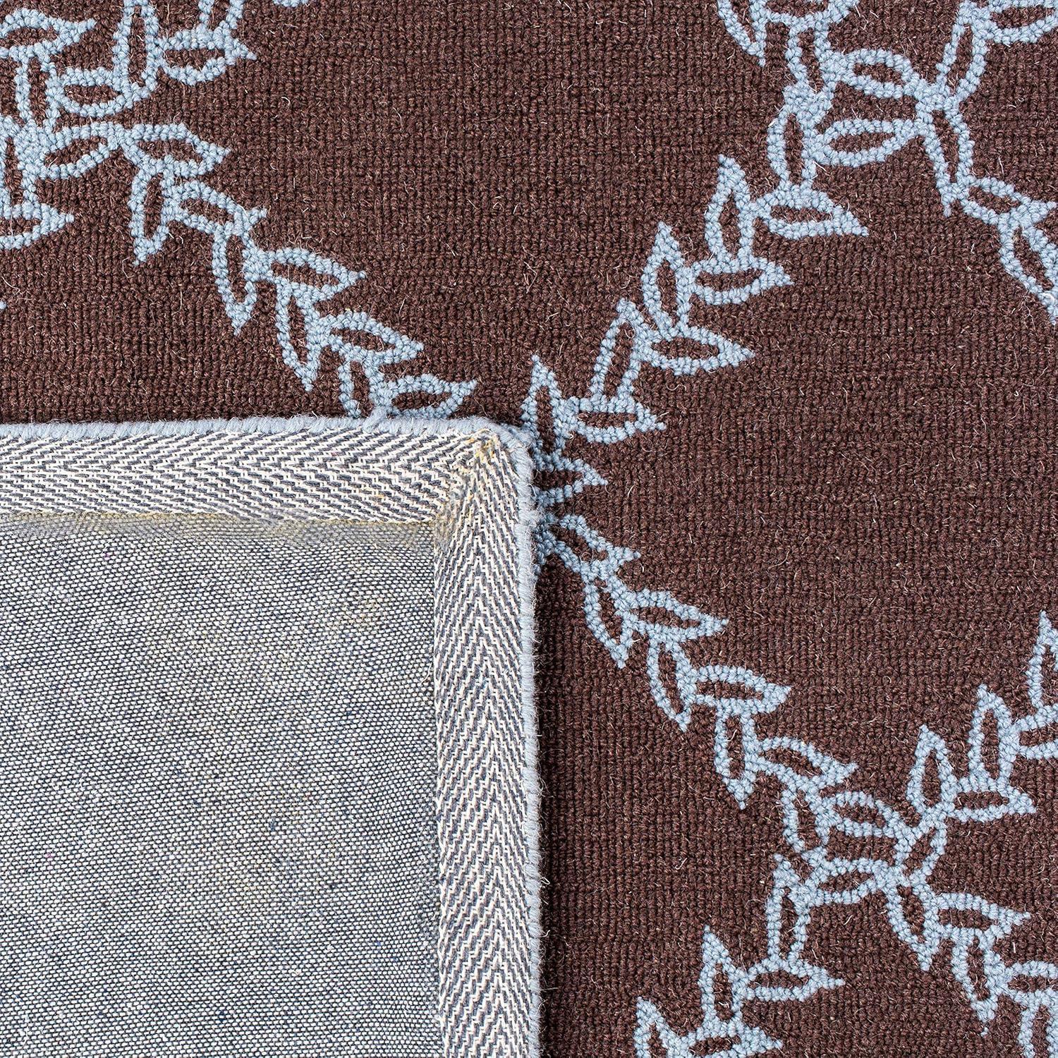 SAFAVIEH Chelsea Alecia Geometric Borders Wool Area Rug, Brown/Blue, 5'3" x 8'3"