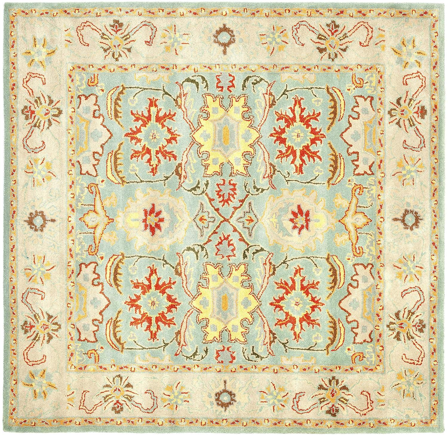 Heritage HG734 Handmade Area Rug - 4'x4' - Light Blue/Ivory - Safavieh