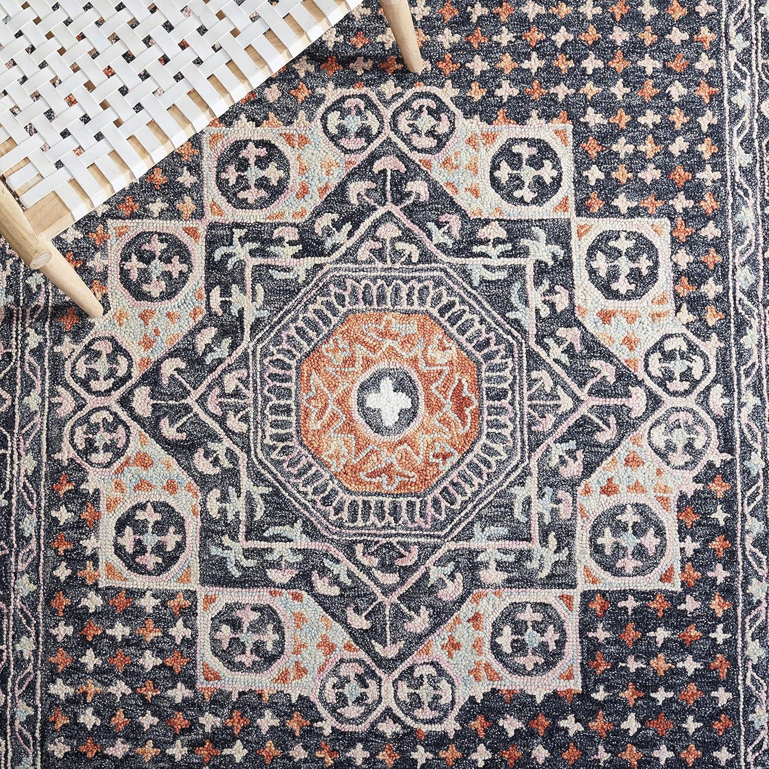 Aspen APN130 Hand Tufted Runner Rug  - Black/Rust - 2'3"x9' - Safavieh.