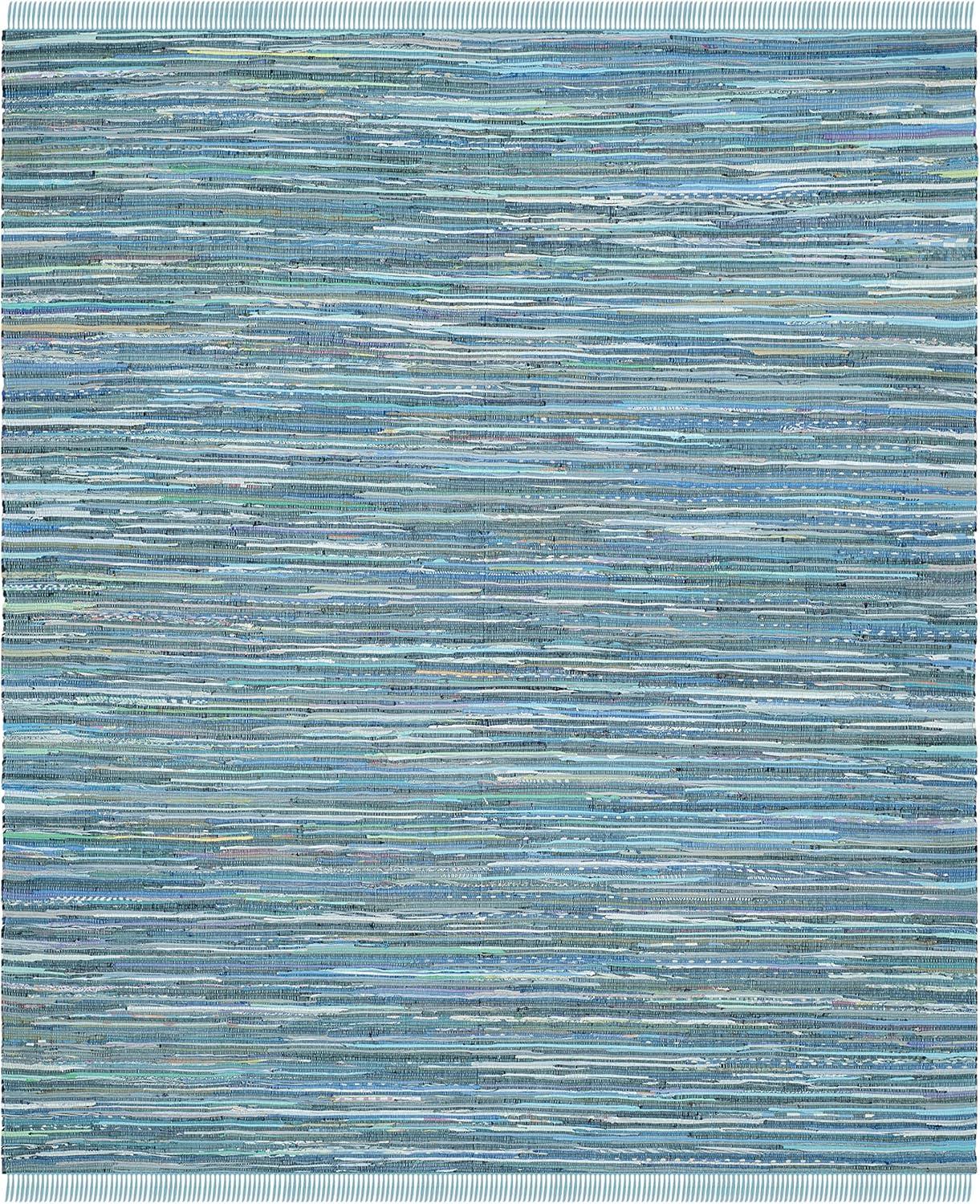 Rag Rug RAR121 Hand Woven Indoor Area Rug - Blue/Multi - 8'x10' - Safavieh.