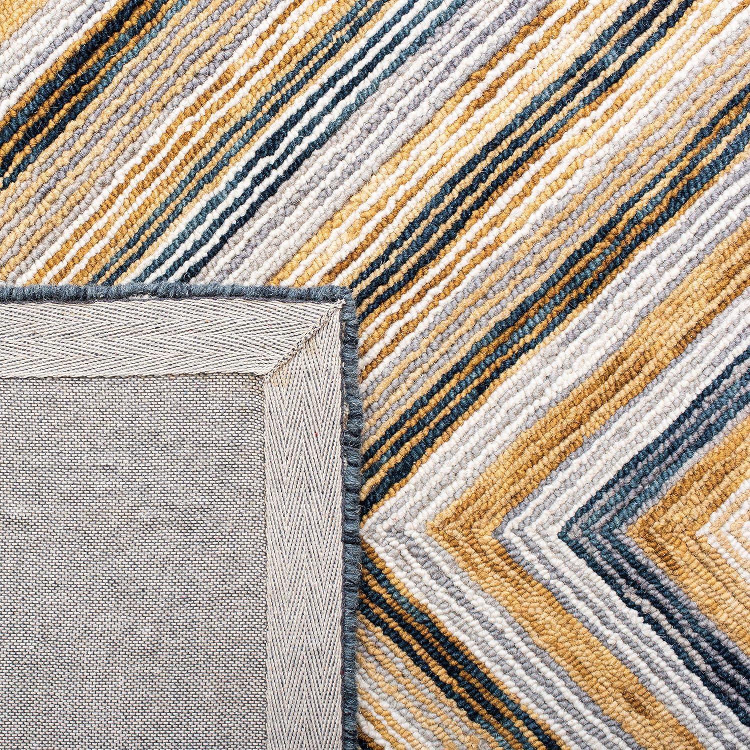 SAFAVIEH Aspen Caitriona Geometric Diamonds Wool Runner Rug, Navy/Gold, 2'3" x 9'