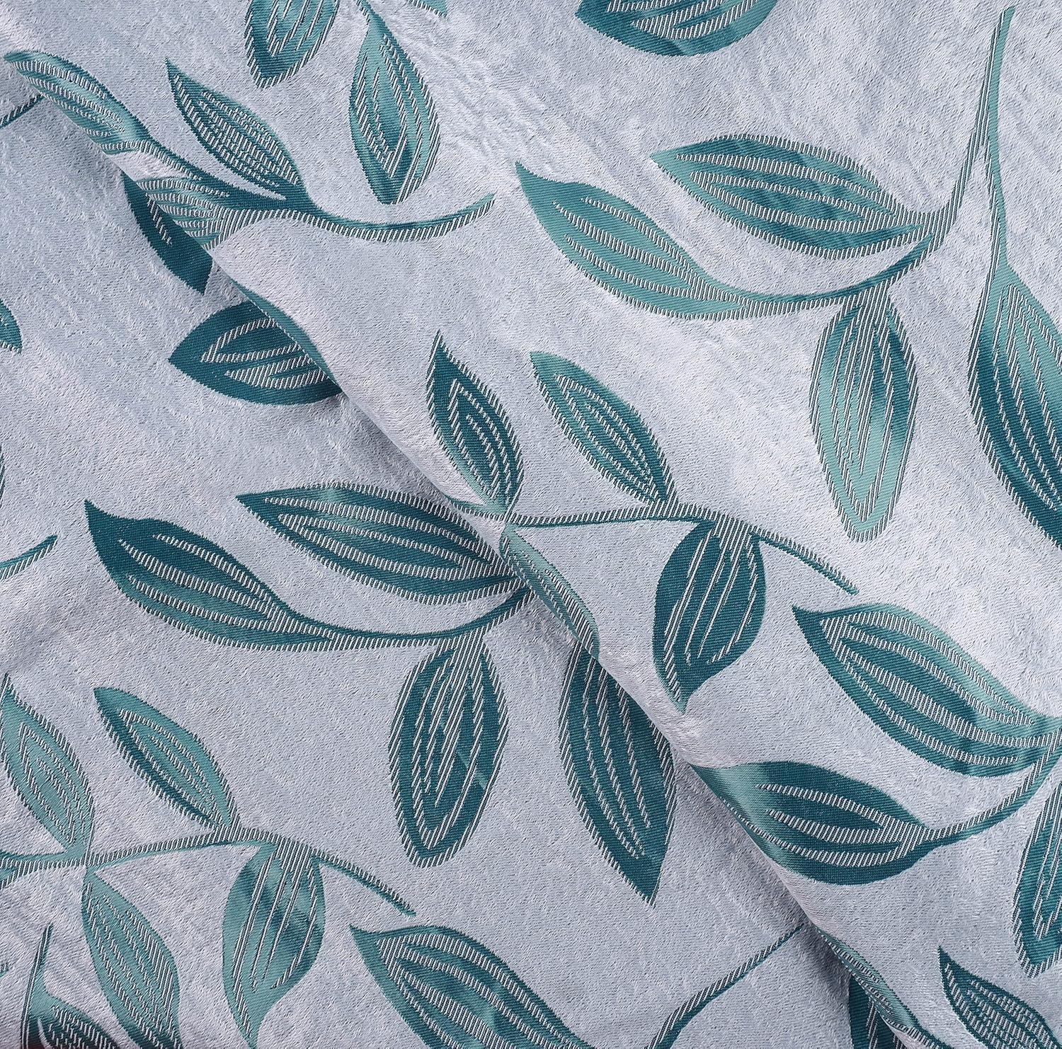 Teal Leaf Pattern Blackout Polyester Window Panels, 42" x 63"