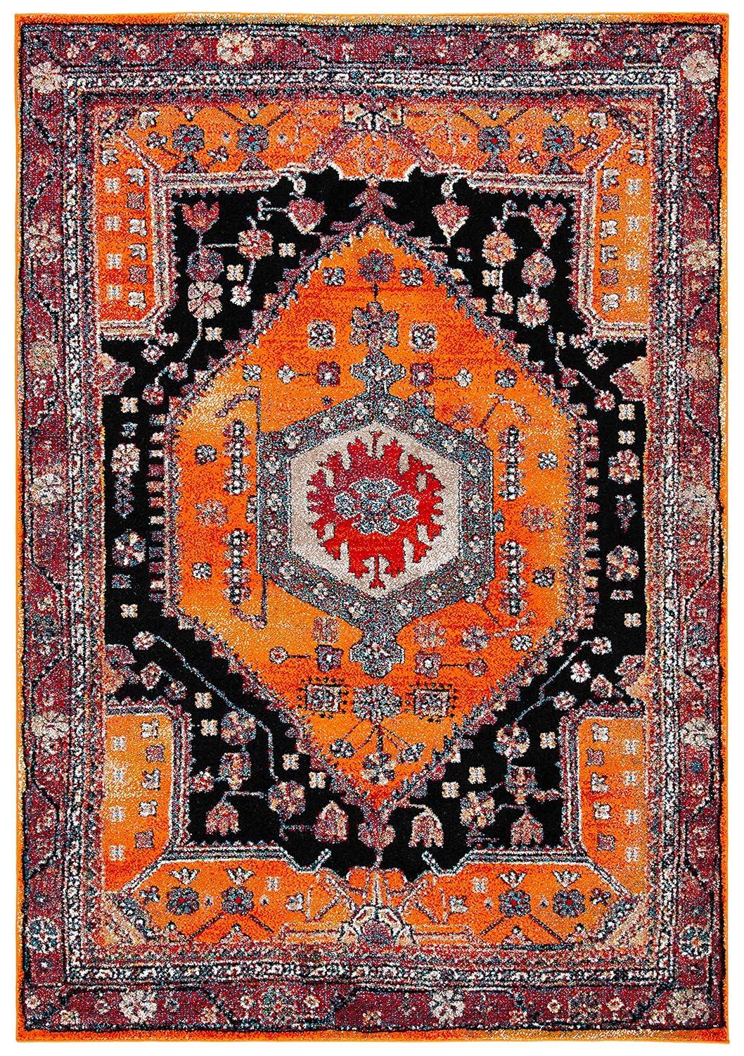 Vintage Hamadan VTH204 Power Loomed Area Rug - Orange/Black - 4'x6' - Safavieh.