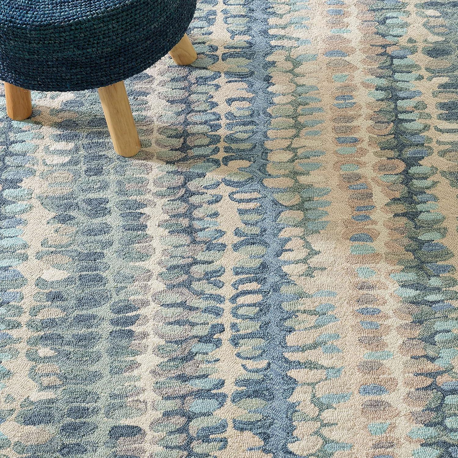 Paint Chip Abstract Hand Wool Indigo/Denim/Beige Area Rug