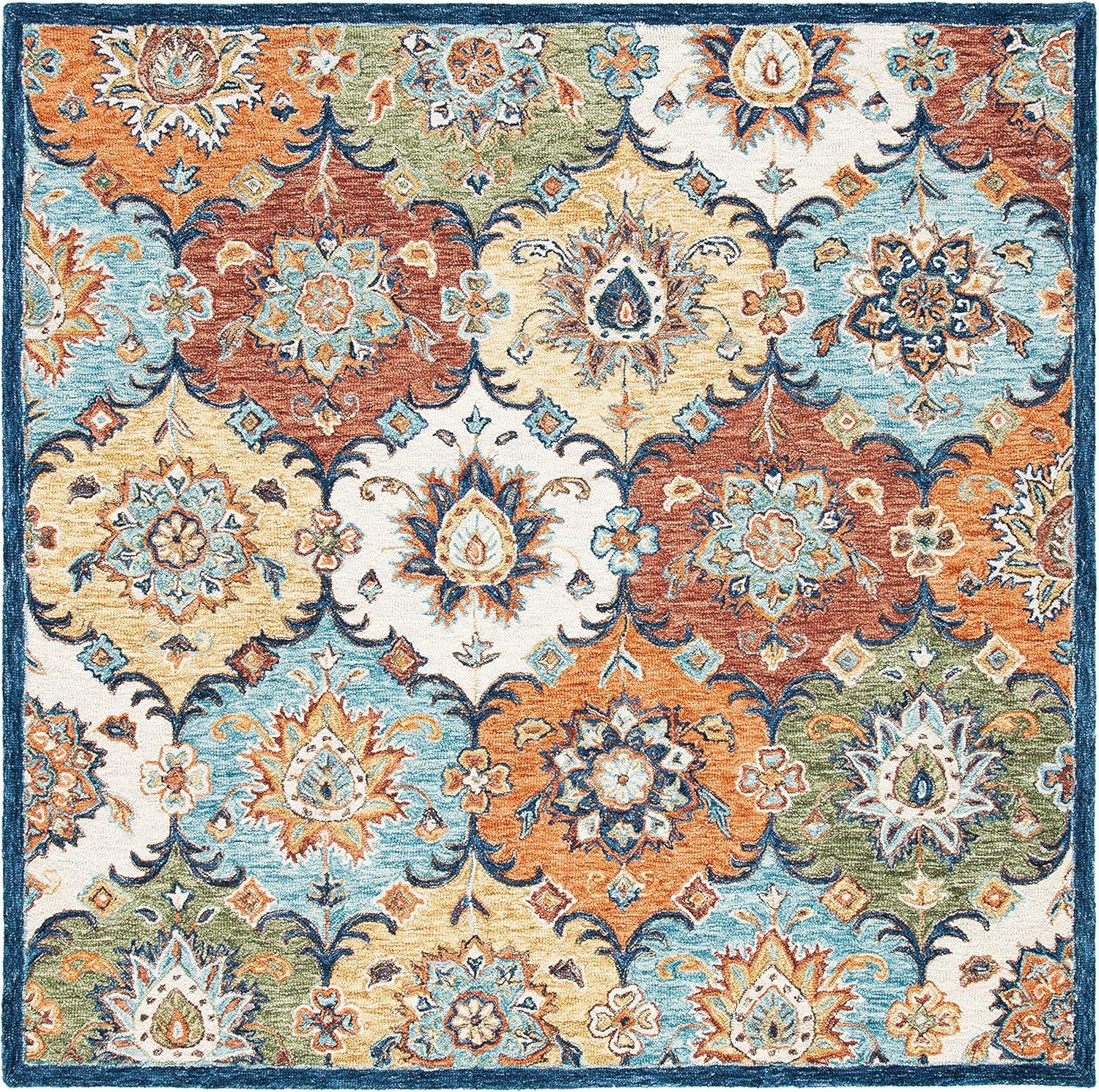 Heritage HG351 Hand Tufted Area Rug - Blue/Rust - 6'x6' - Safavieh.