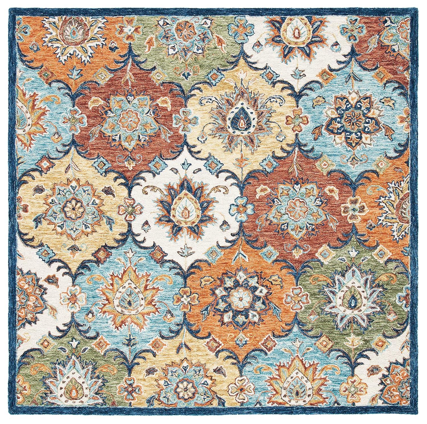 Heritage HG351 Hand Tufted Area Rug - Blue/Rust - 6'x6' - Safavieh.
