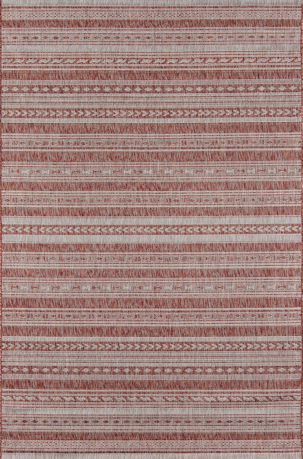 Tuscany Geometric Copper Indoor / Outdoor Area Rug