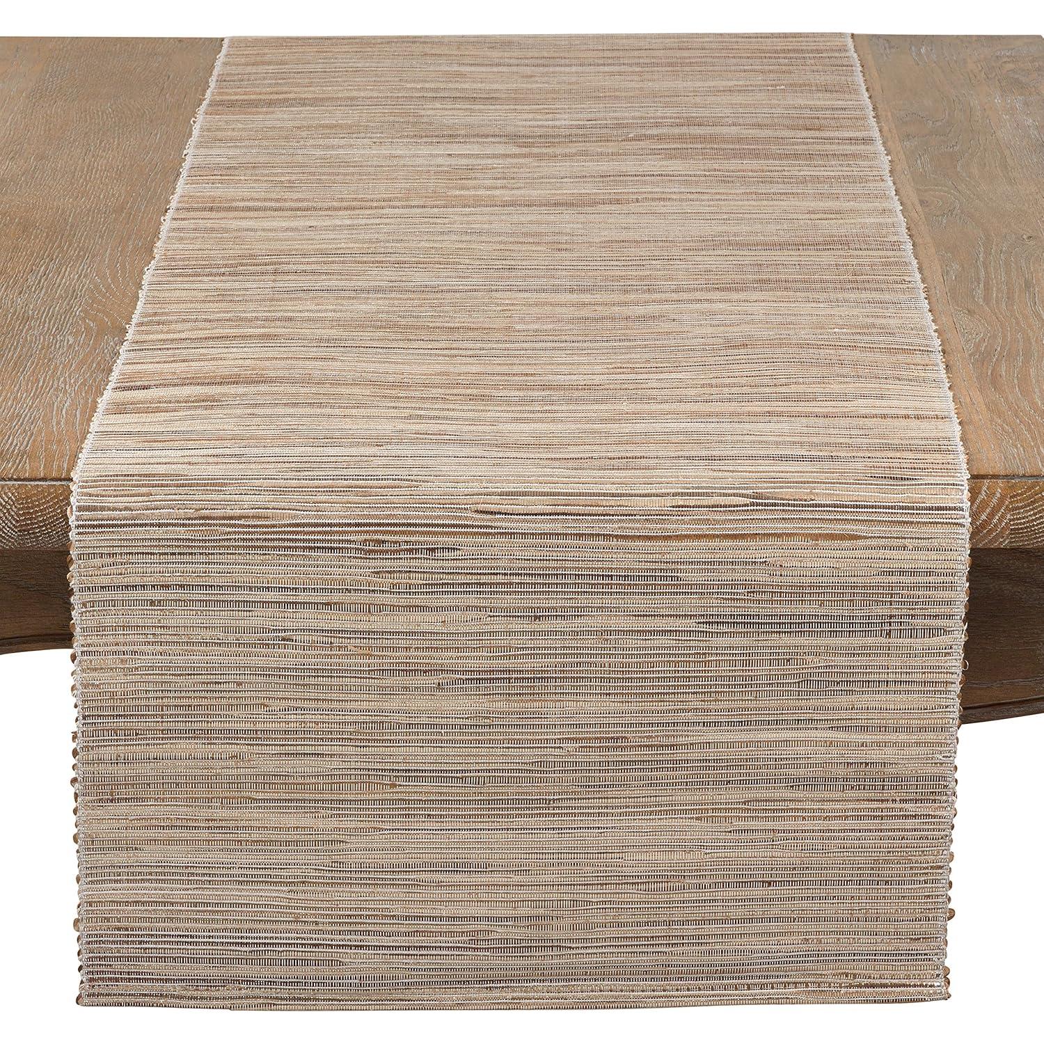 Saro Lifestyle Shimmering Woven Nubby Runner, Beige, 16" x 72"
