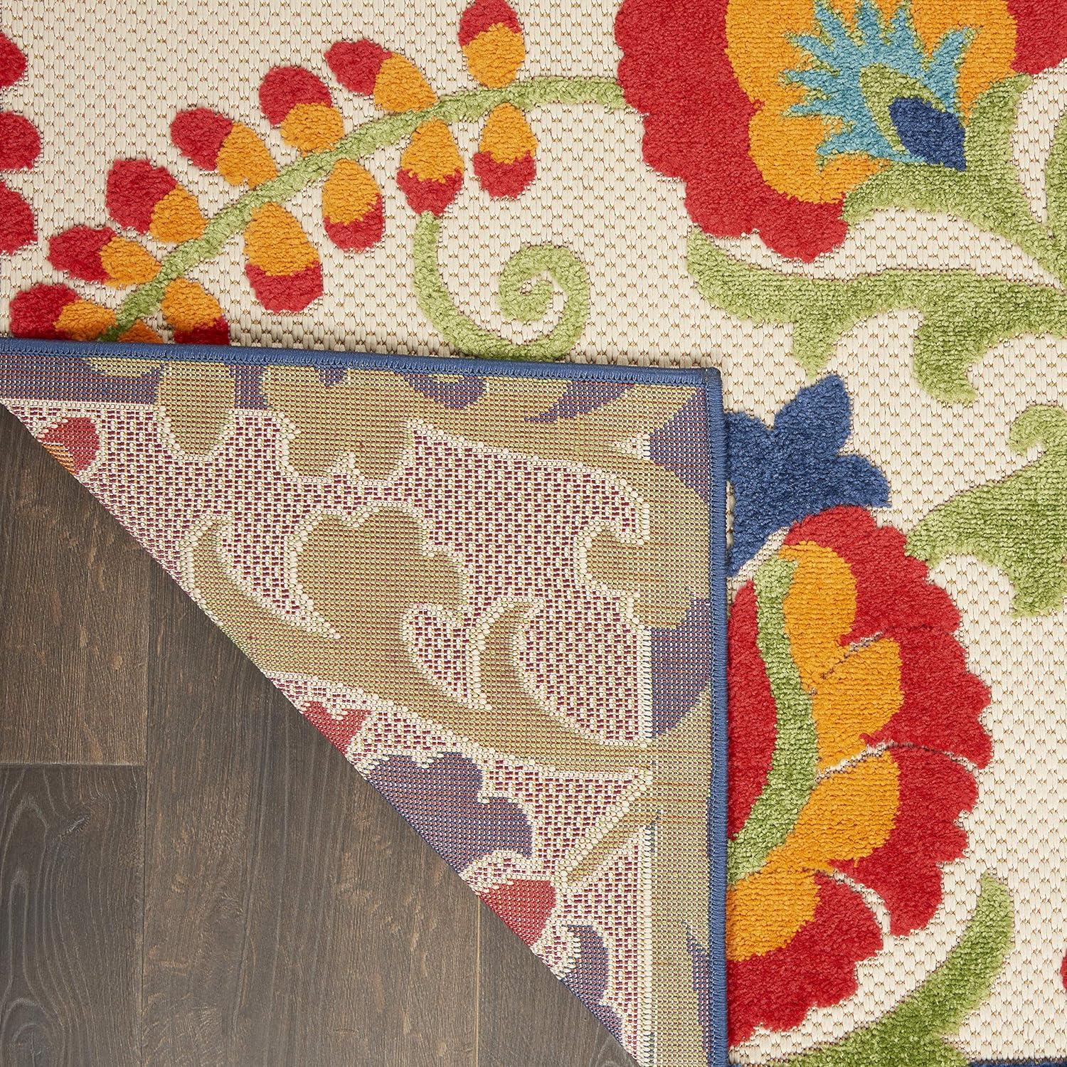 Nourison Aloha Floral Textured Flatweave High-Low Indoor Outdoor Runner Rug Multicolor 2' x 6'