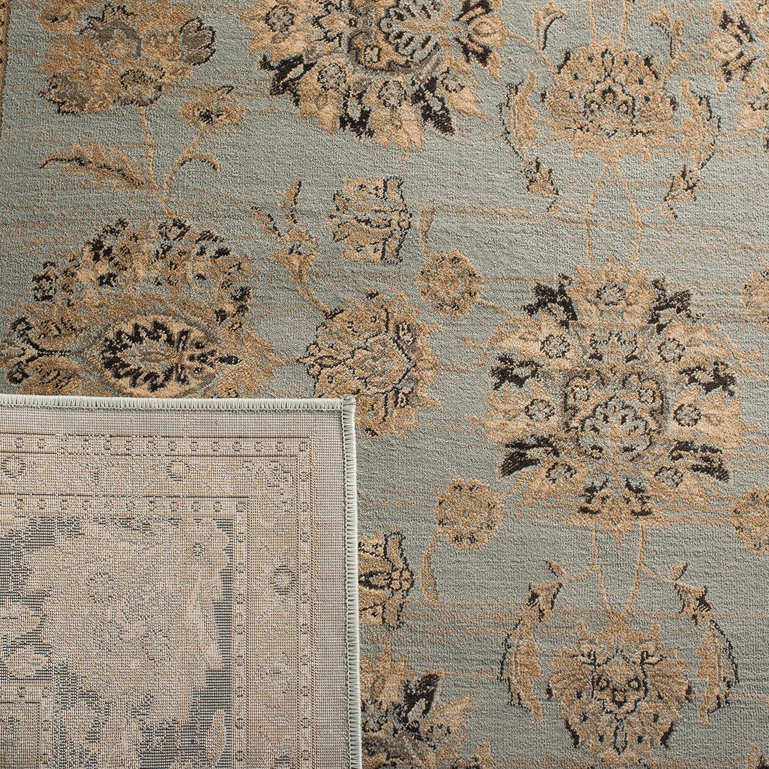 SAFAVIEH Vintage Jessamine Traditional Area Rug, Light Blue/Black, 8' x 11'