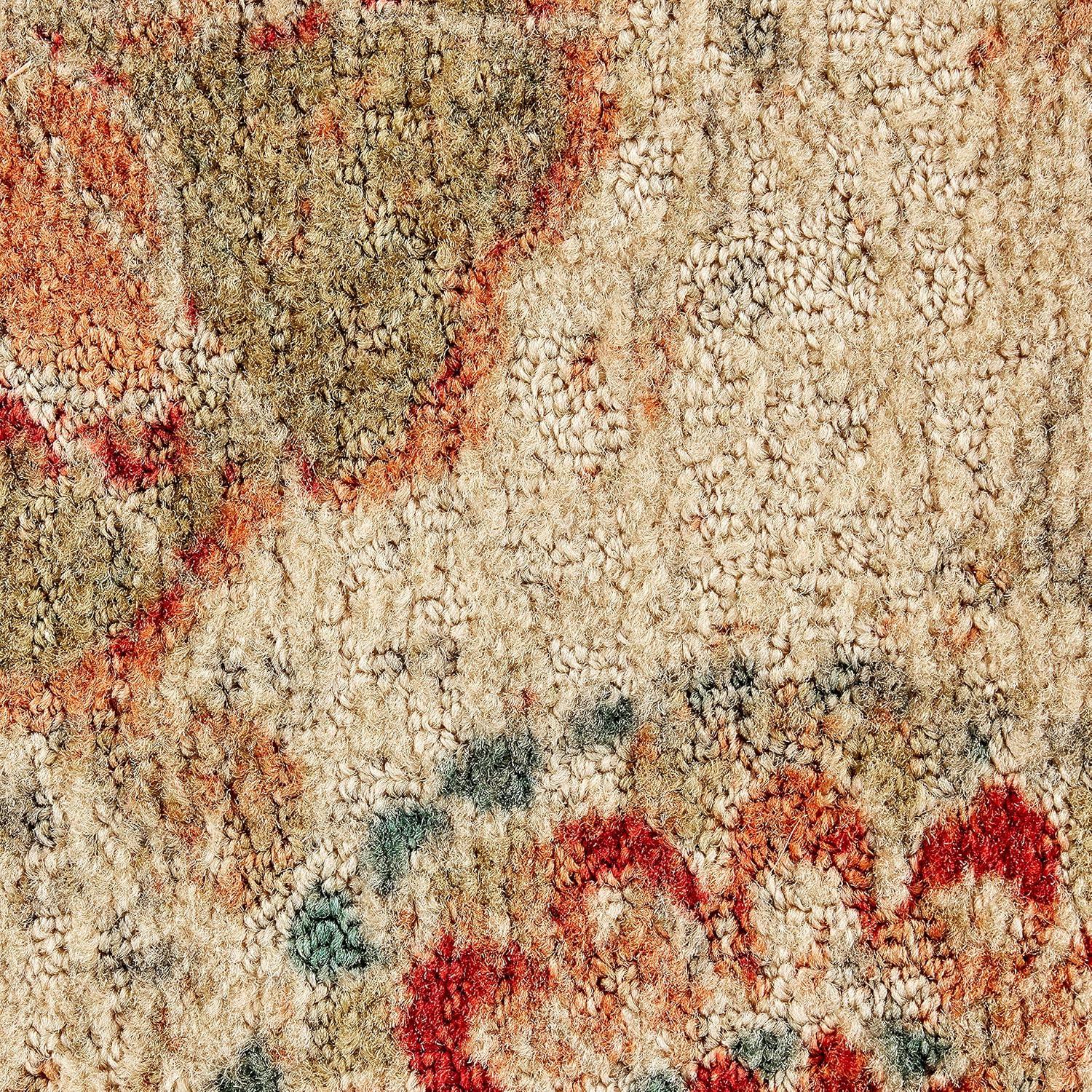Caravan Red and Orange Synthetic Medallion Runner Rug