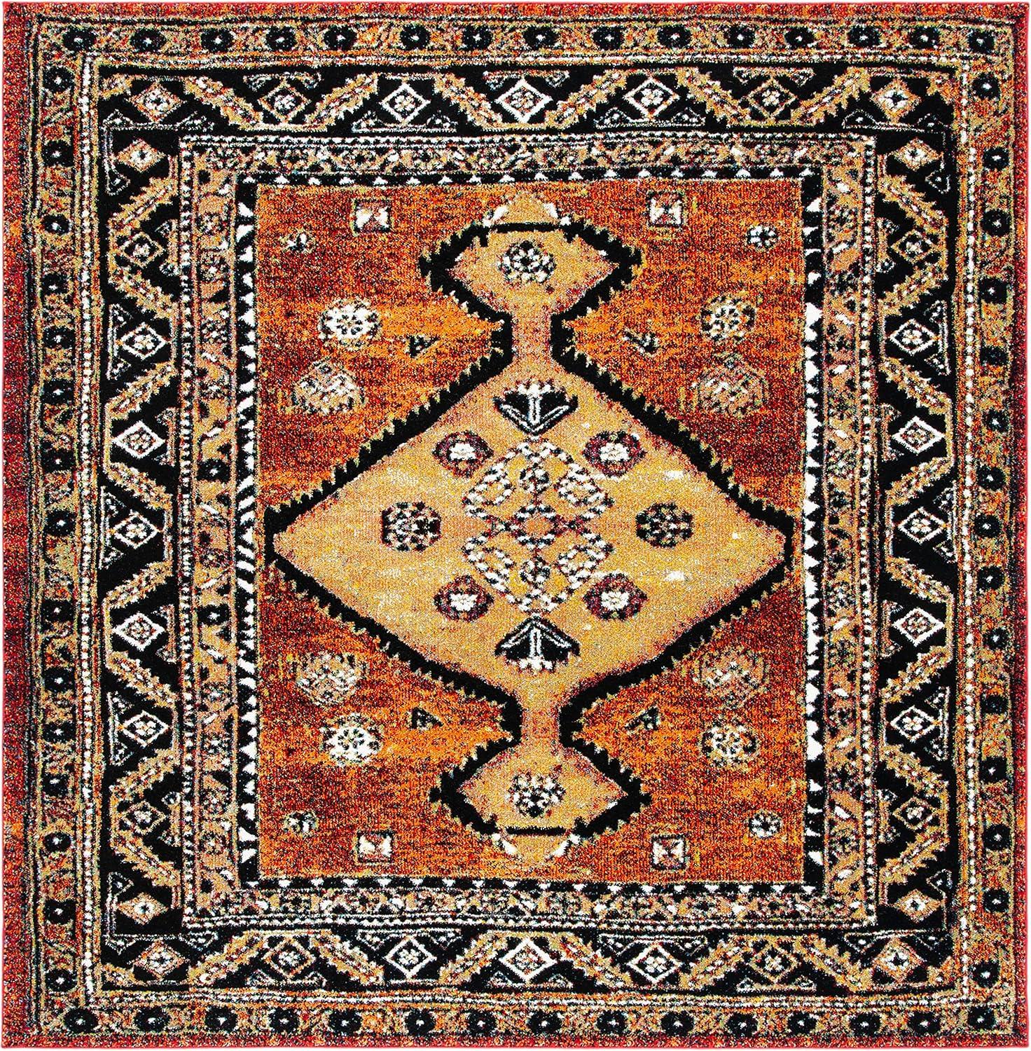 Vintage Hamadan VTH252 Power Loomed Area Rug - Rust/Gold - 6'7"x6'7" - Safavieh.