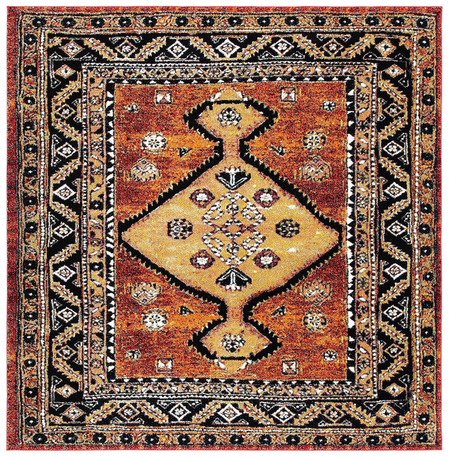 Vintage Hamadan VTH252 Power Loomed Area Rug - Rust/Gold - 6'7"x6'7" - Safavieh.