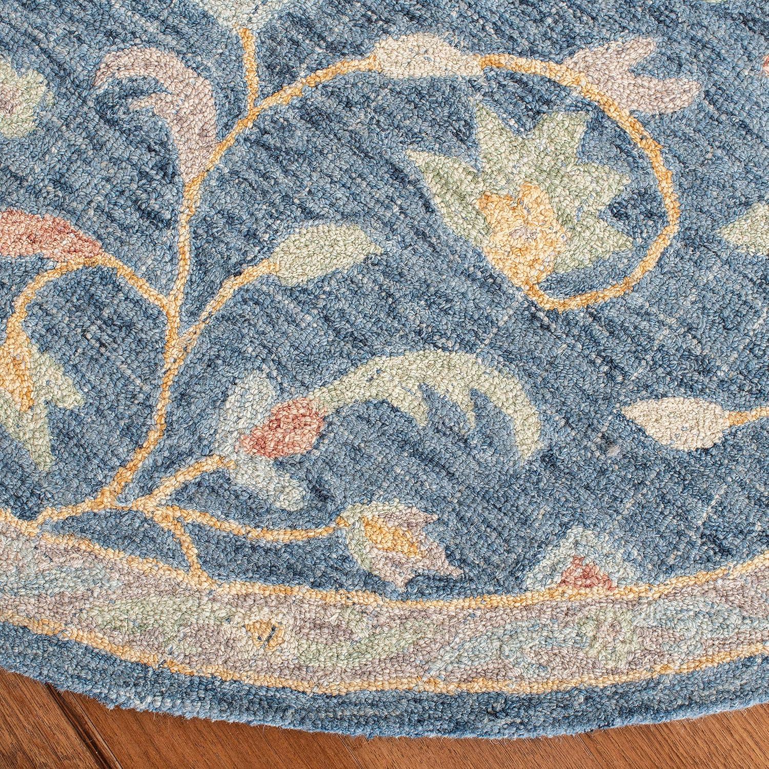 Blossom Navy and Multi Wool 6' Round Area Rug