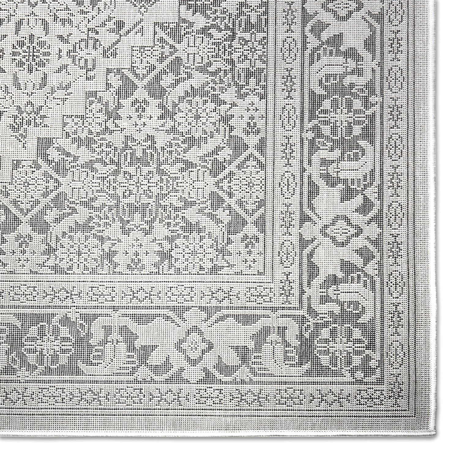 Nicole Miller New York Patio Country Dahlia Medallion Indoor/Outdoor Area Rug Grey/Black