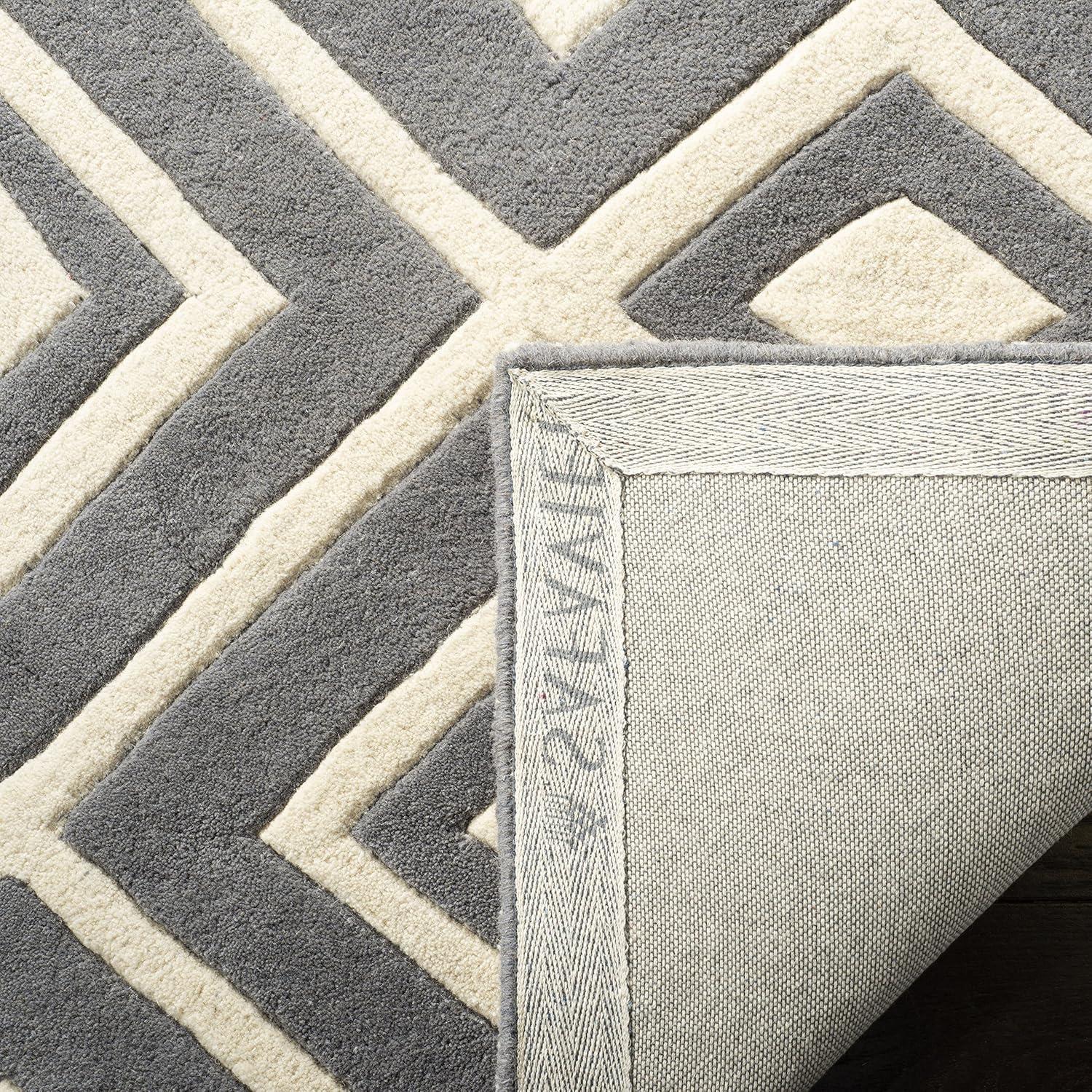 SAFAVIEH Chatham Eric Geometric Wool Area Rug, Dark Grey/Ivory, 7' x 7' Square