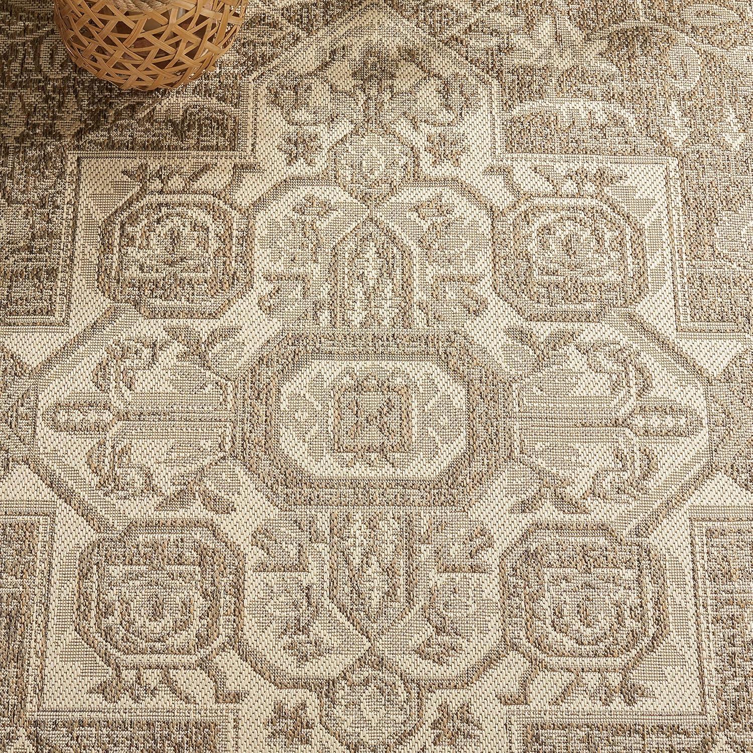 Beach House BHS138 Power Loomed Indoor/Outdoor Area Rug - Cream/Beige - 6'7"x9'2" - Safavieh