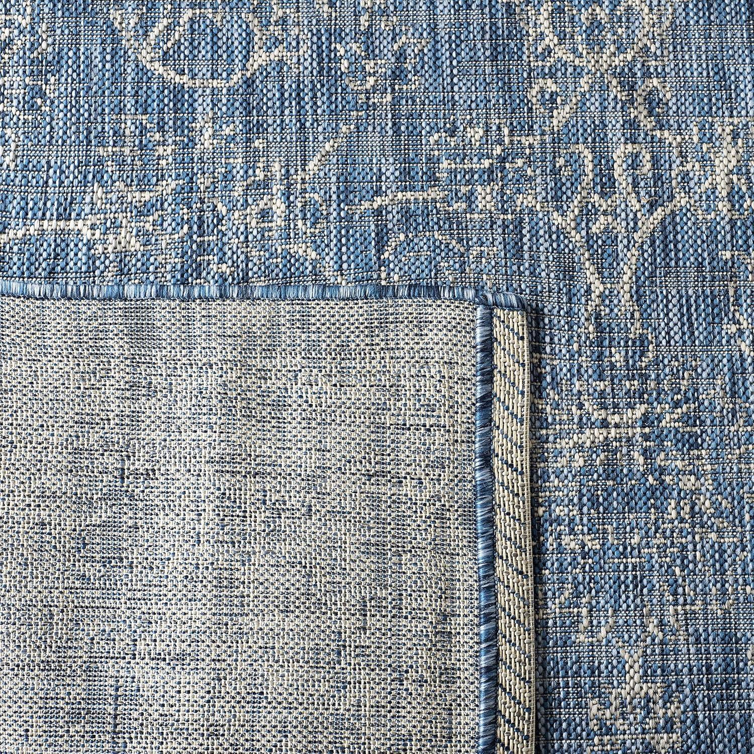 Courtyard CY8680 Power Loomed Indoor and Outdoor Area Rug - Navy/Ivory - 6'7"x6'7" - Safavieh