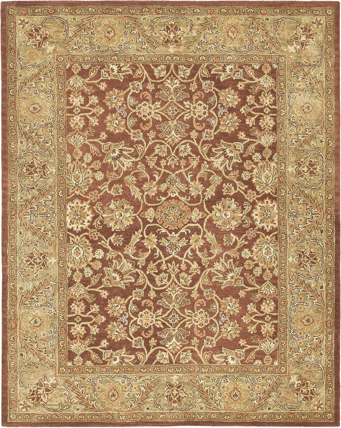 SAFAVIEH Golden Jaipur Dreda Border Wool Area Rug, Rust/Green, 6' x 9'