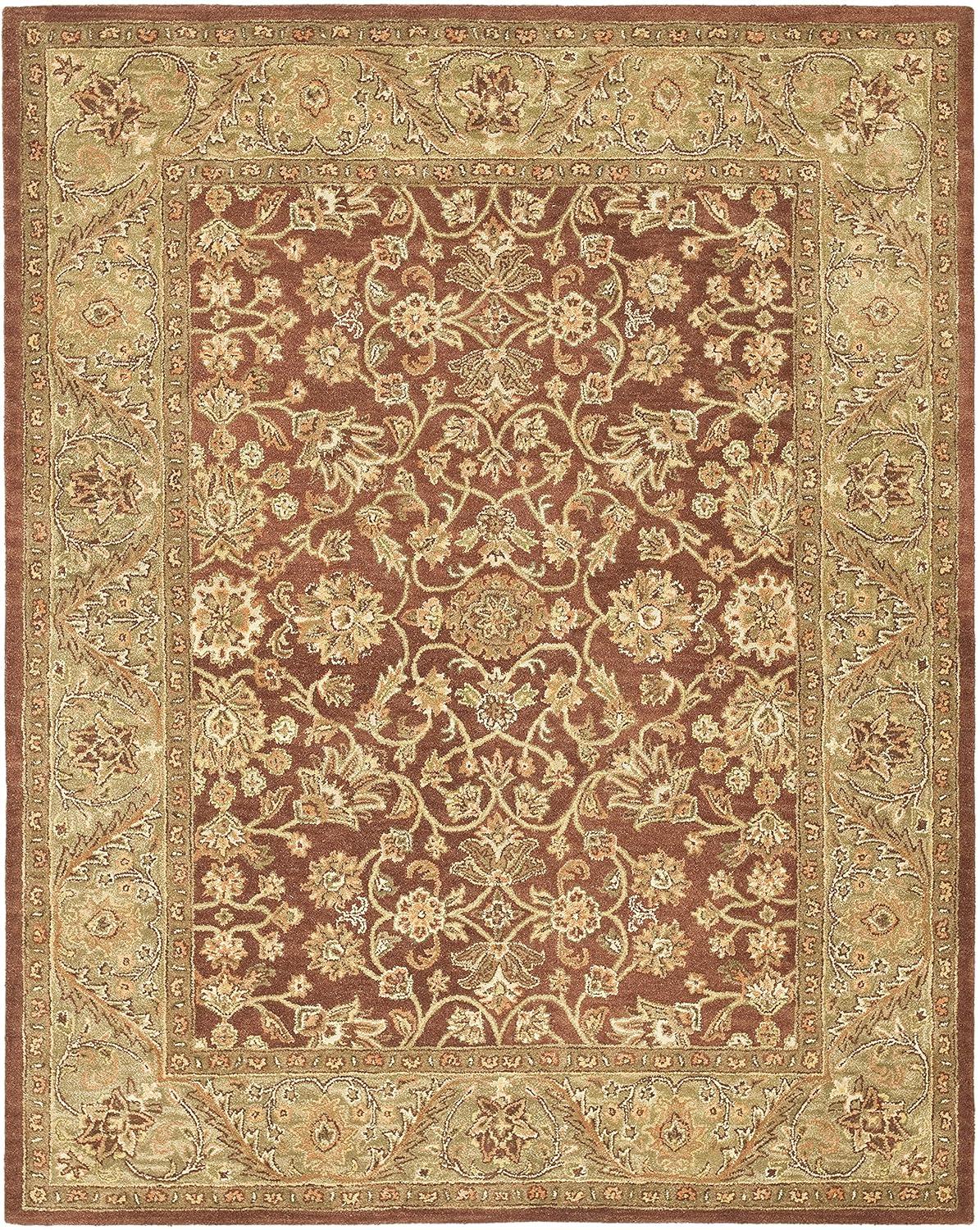 SAFAVIEH Golden Jaipur Dreda Border Wool Area Rug, Rust/Green, 6' x 9'