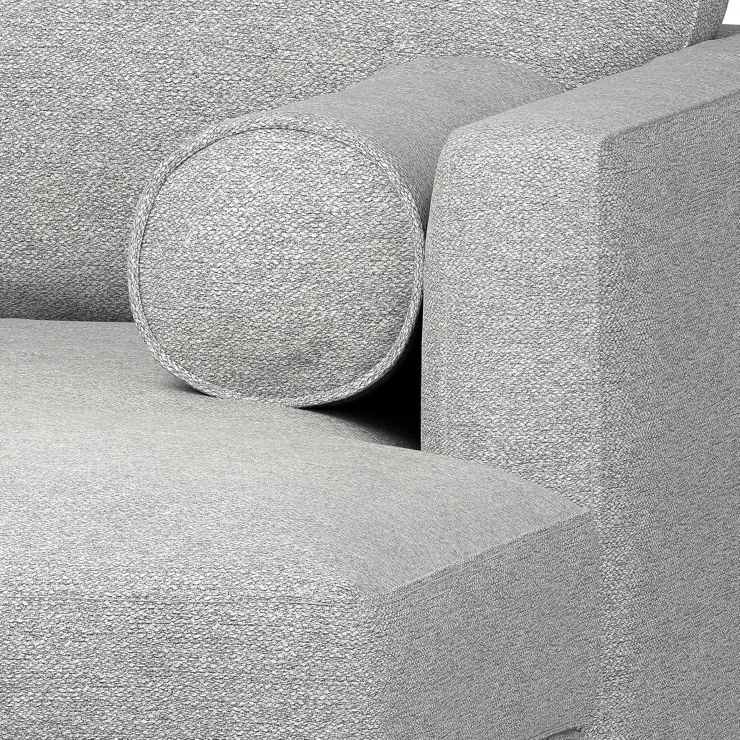 Simpli Home Morrison Large Left Sectional Sofa,Mid-Century Modern Couch with Chaise Lounge and Eco-Friendly Woven-Blend Fabric