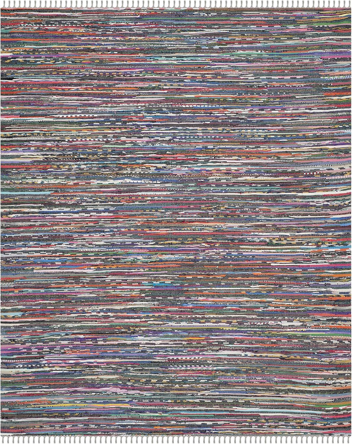 Rag Rug RAR121 Hand Woven Indoor Area Rug - Grey/Multi - 8'x10' - Safavieh.